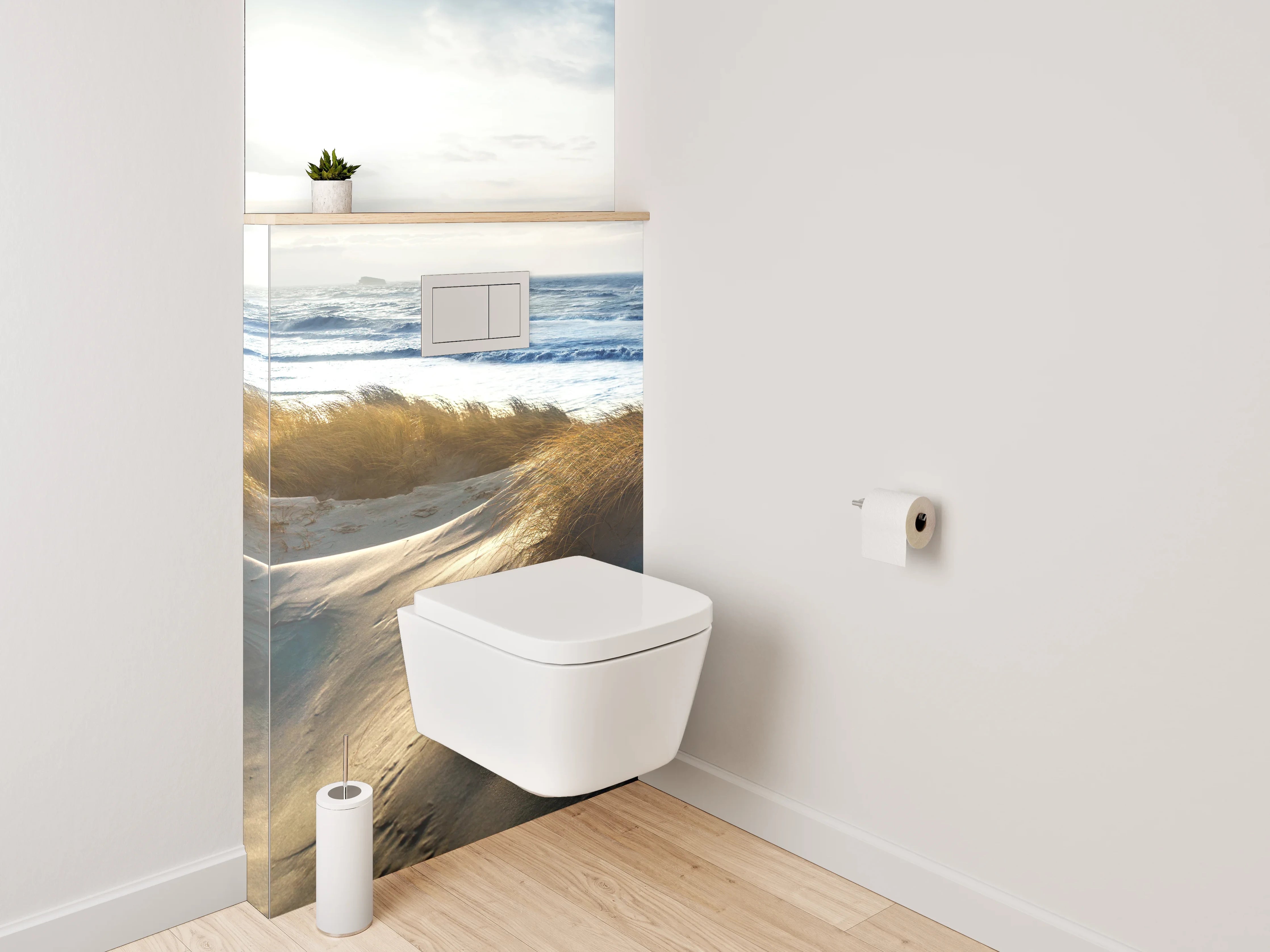 WC-Rückwand - Sonnenlicht am Dünenstrand Panorama