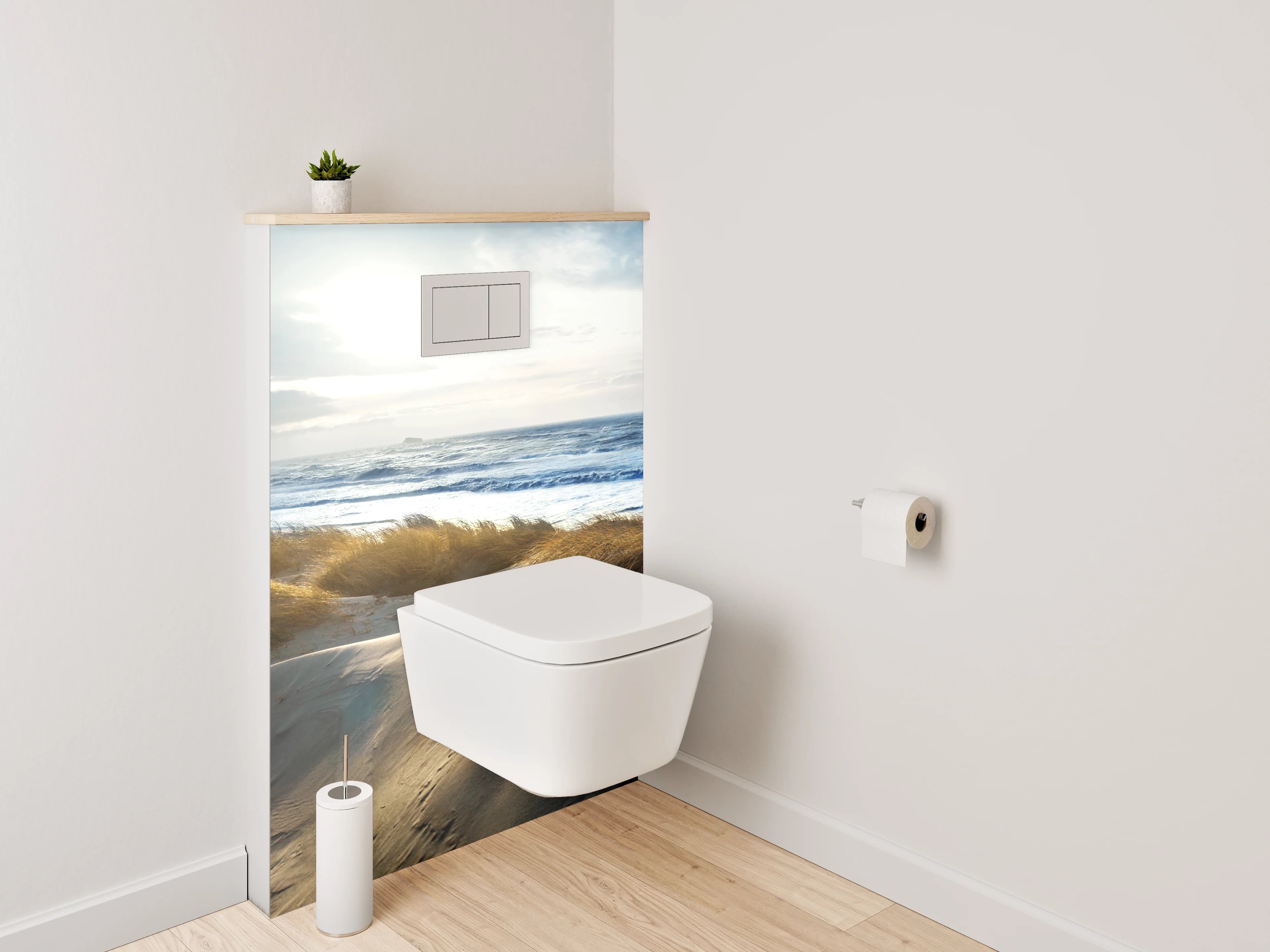 WC-Rückwand - Sonnenlicht am Dünenstrand Panorama