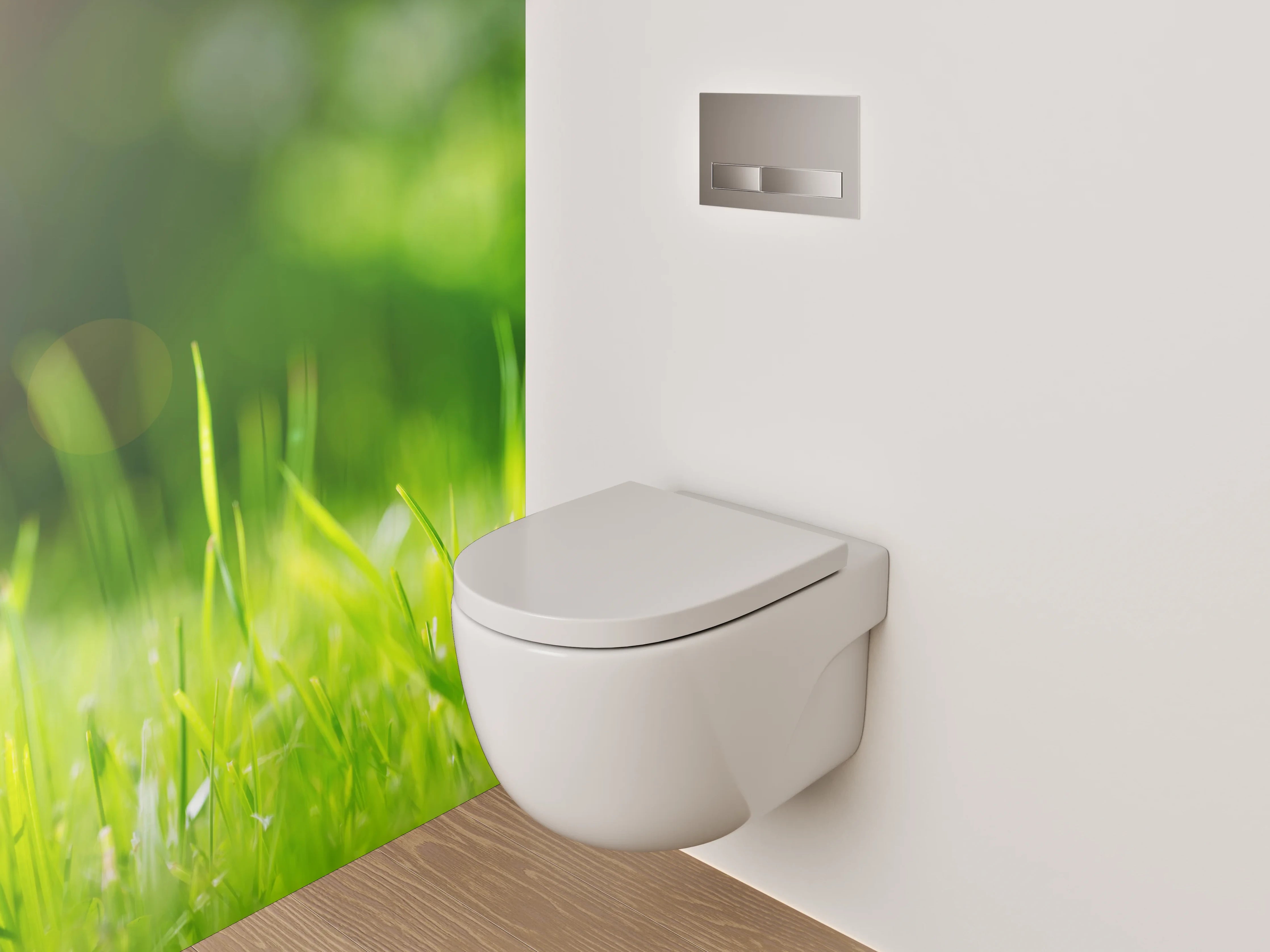 WC-Rückwand - Sonnenlicht auf grünem Wiesengras