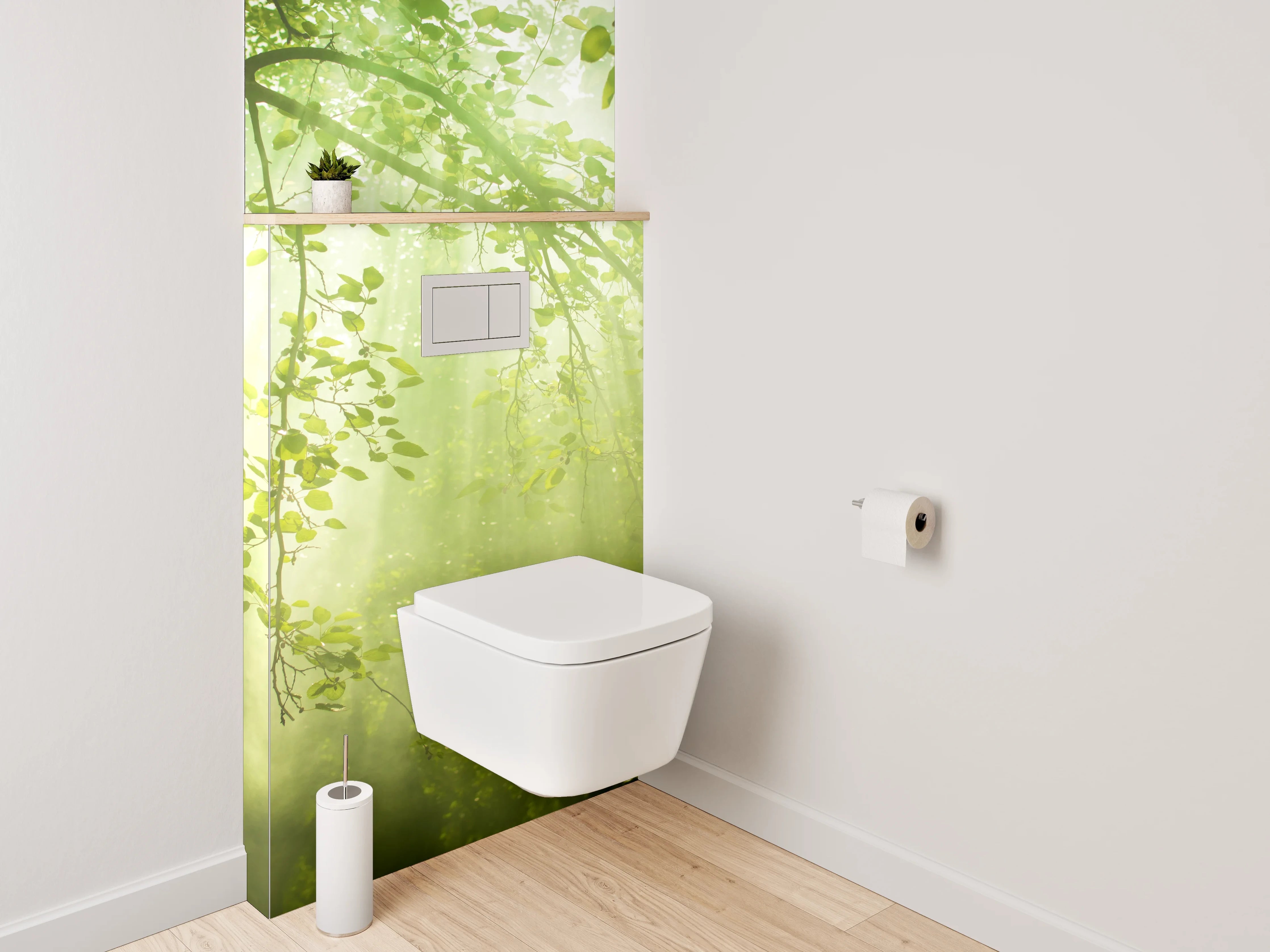 WC-Rückwand - Sonnenstrahlen im grünen Blätterwald