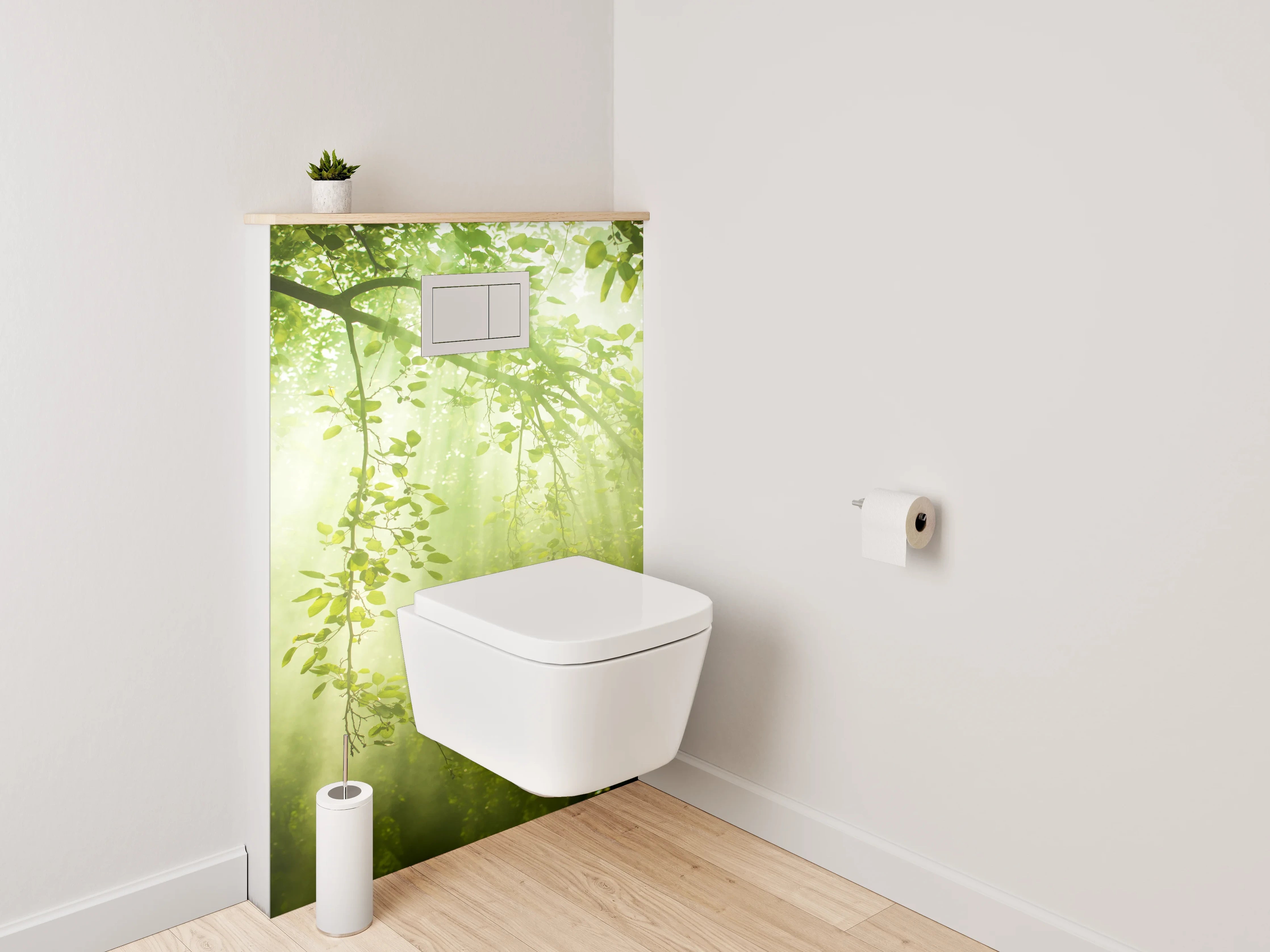 WC-Rückwand - Sonnenstrahlen im grünen Blätterwald