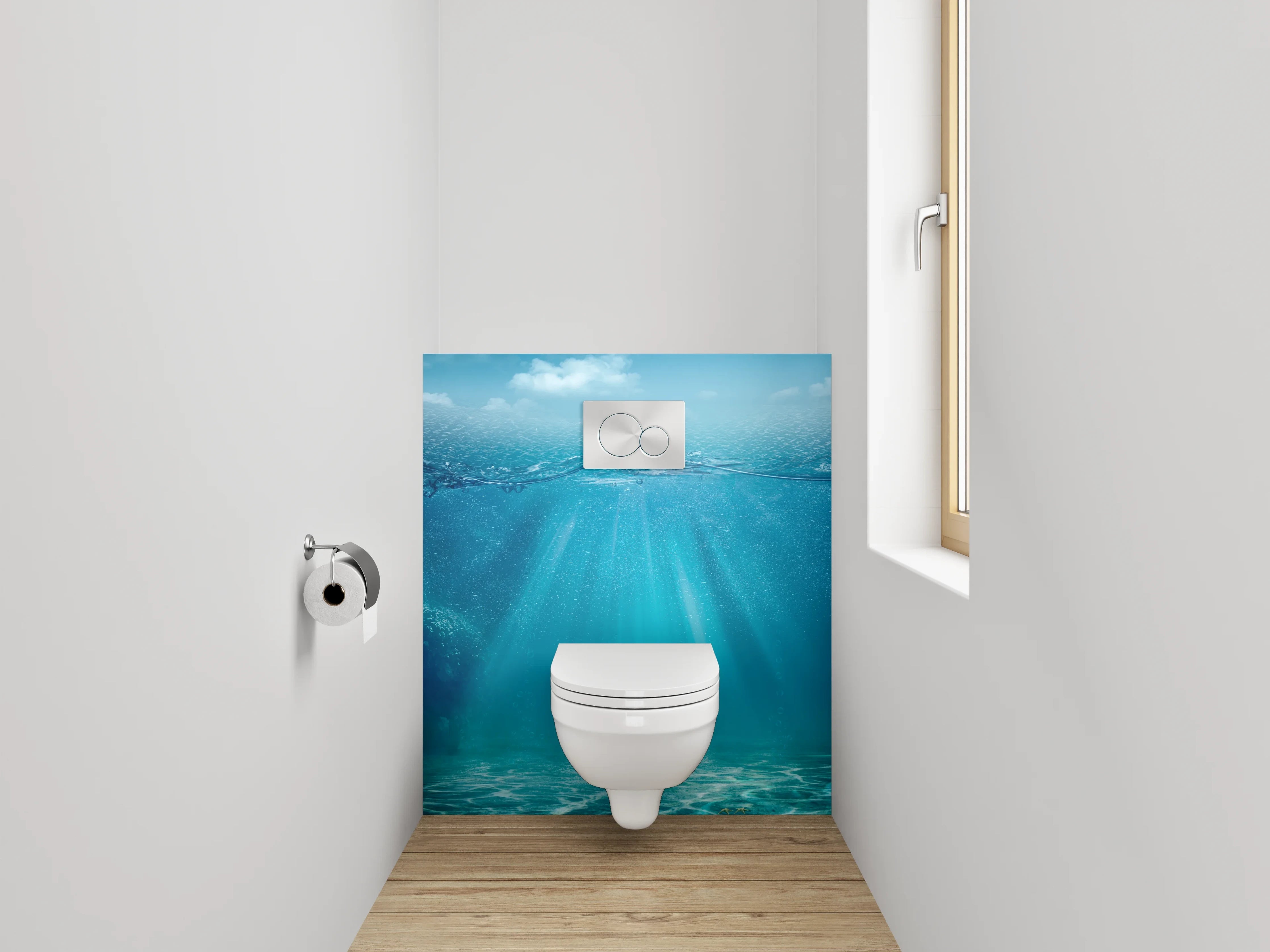 WC-Rückwand - Sonnenstrahlen unter Wasser Fotomotiv