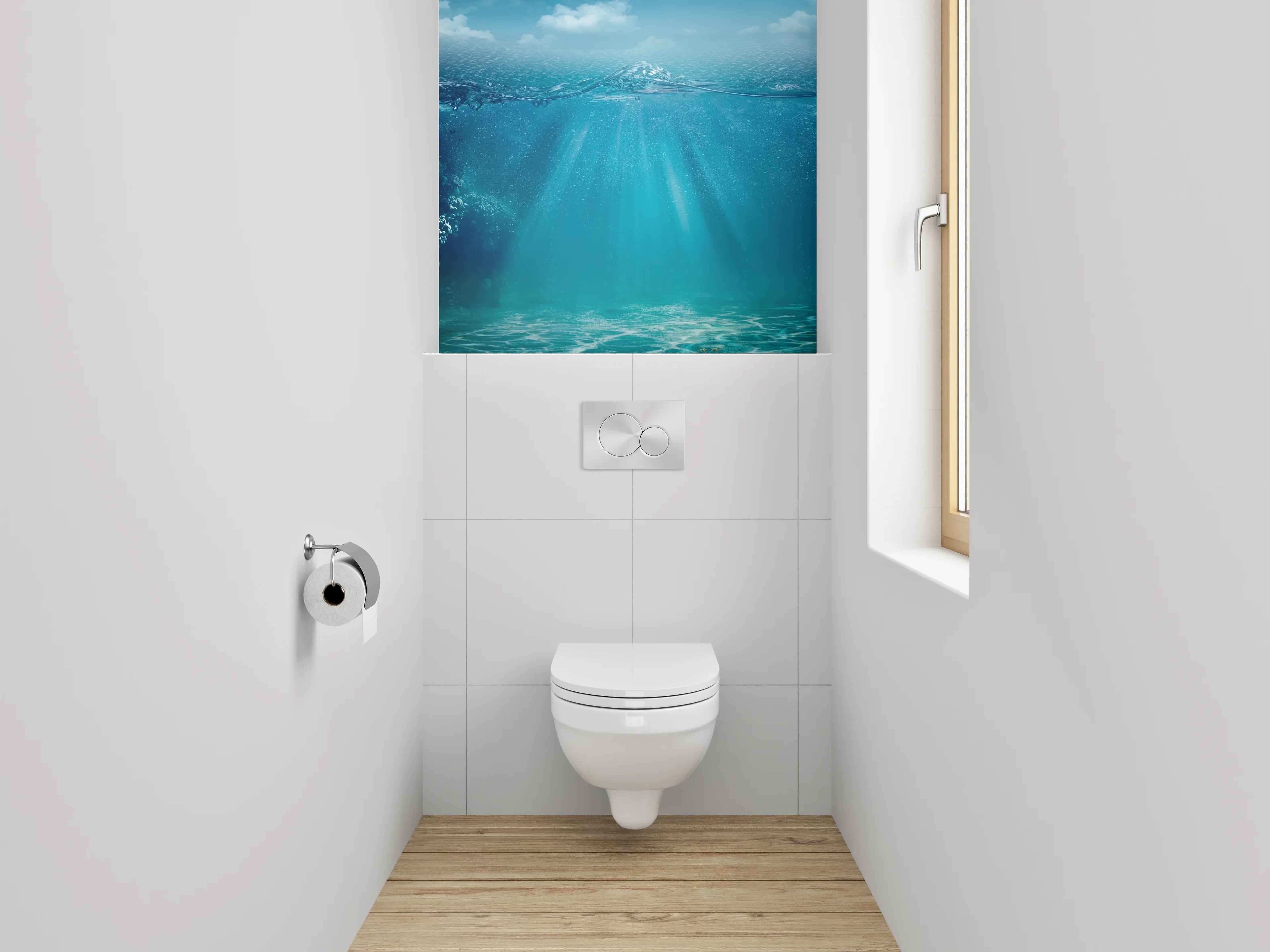 WC-Rückwand - Sonnenstrahlen unter Wasser Fotomotiv