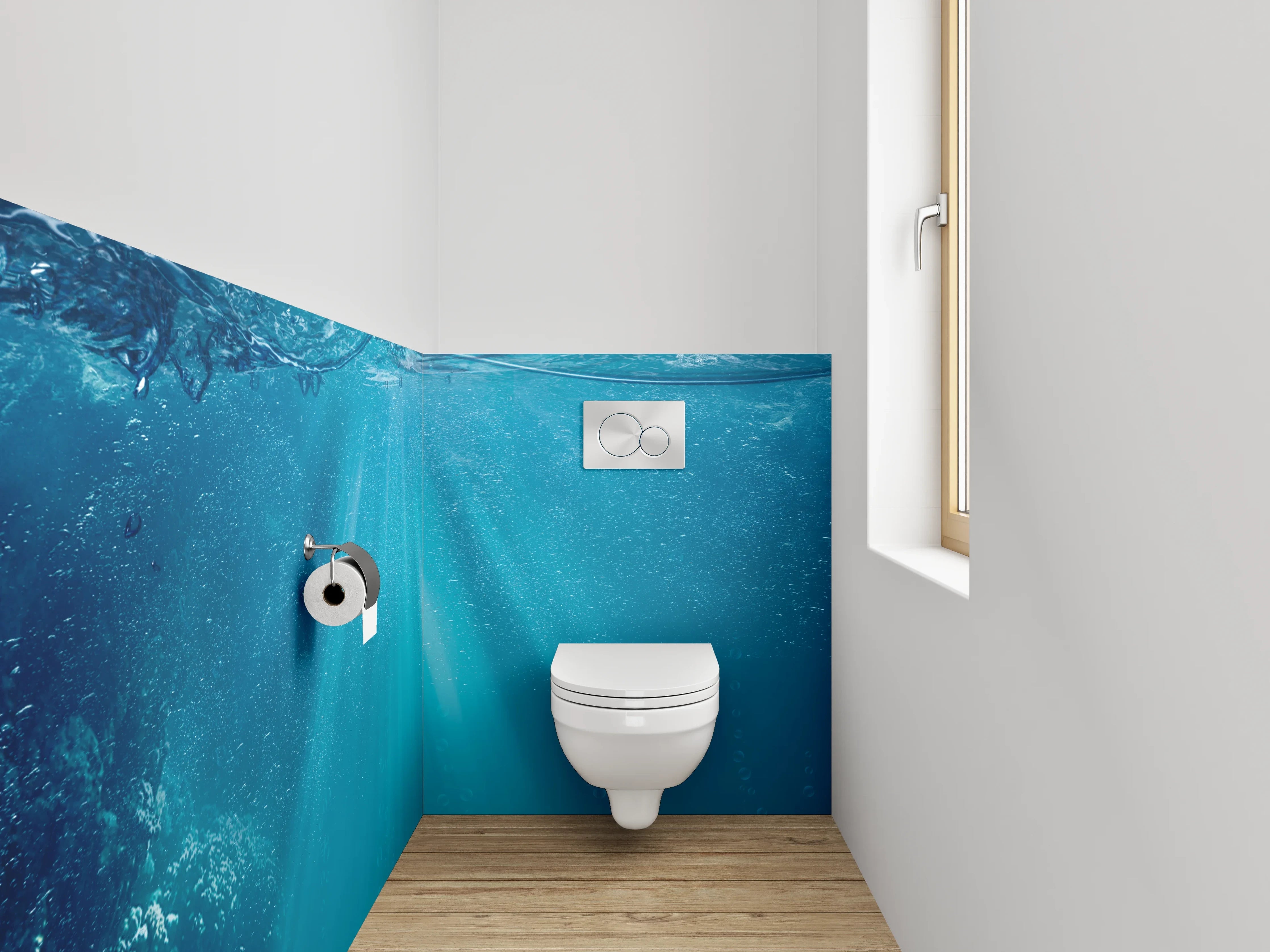 WC-Rückwand - Sonnenstrahlen unter Wasser Fotomotiv