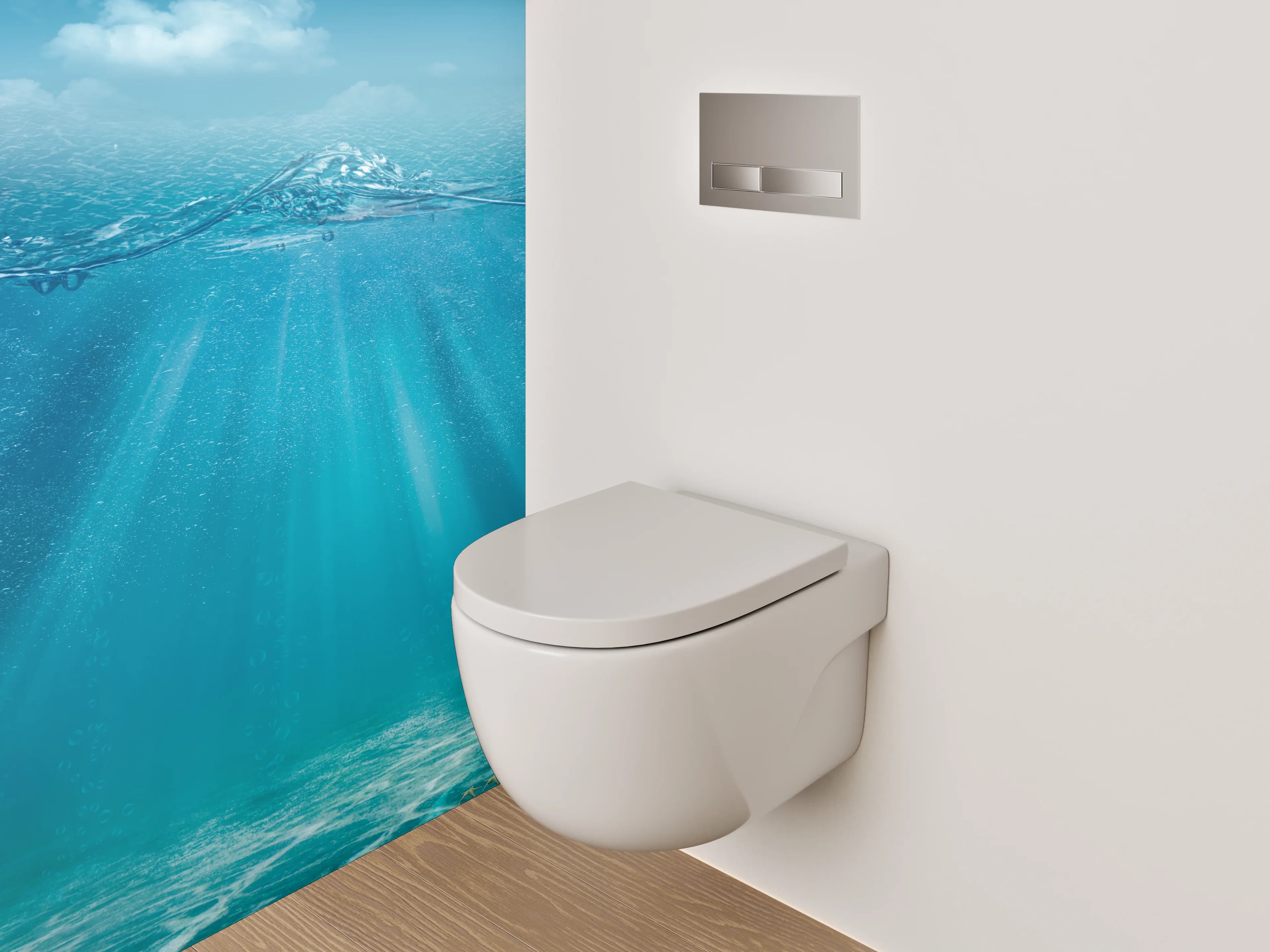 WC-Rückwand - Sonnenstrahlen unter Wasser Fotomotiv