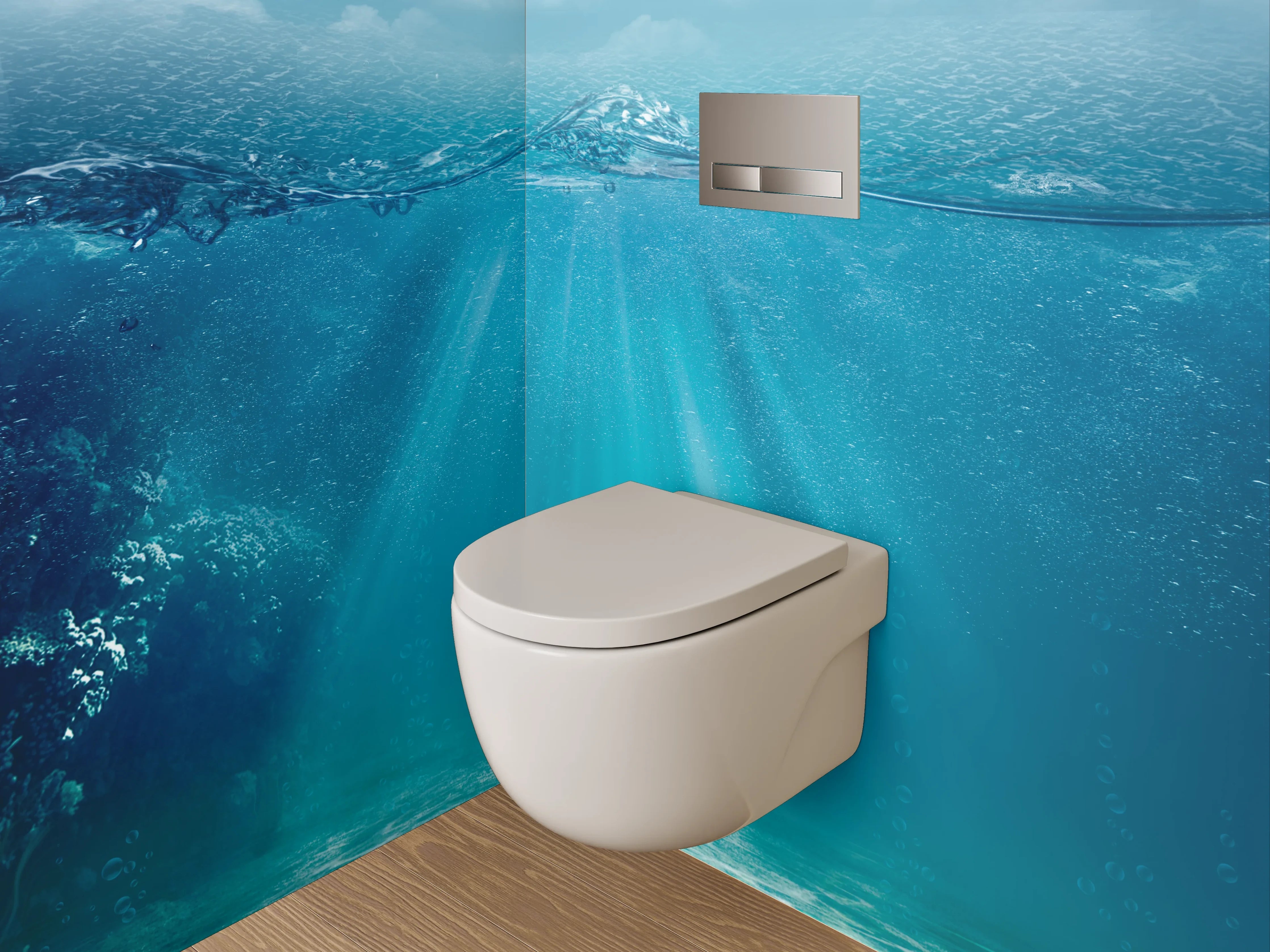 WC-Rückwand - Sonnenstrahlen unter Wasser Fotomotiv