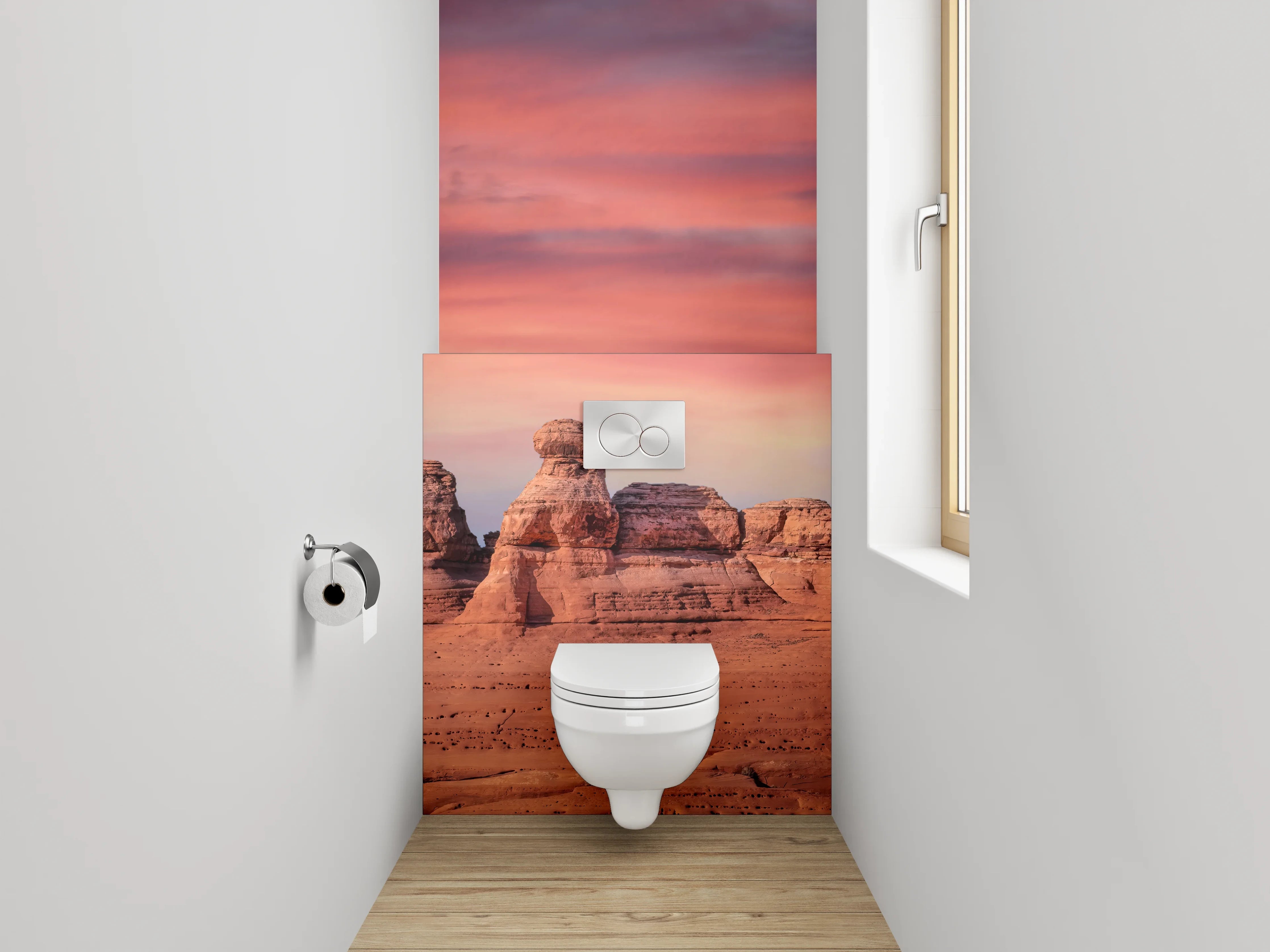 WC-Rückwand - Sonnenuntergang Felsenlandschaft Panorama