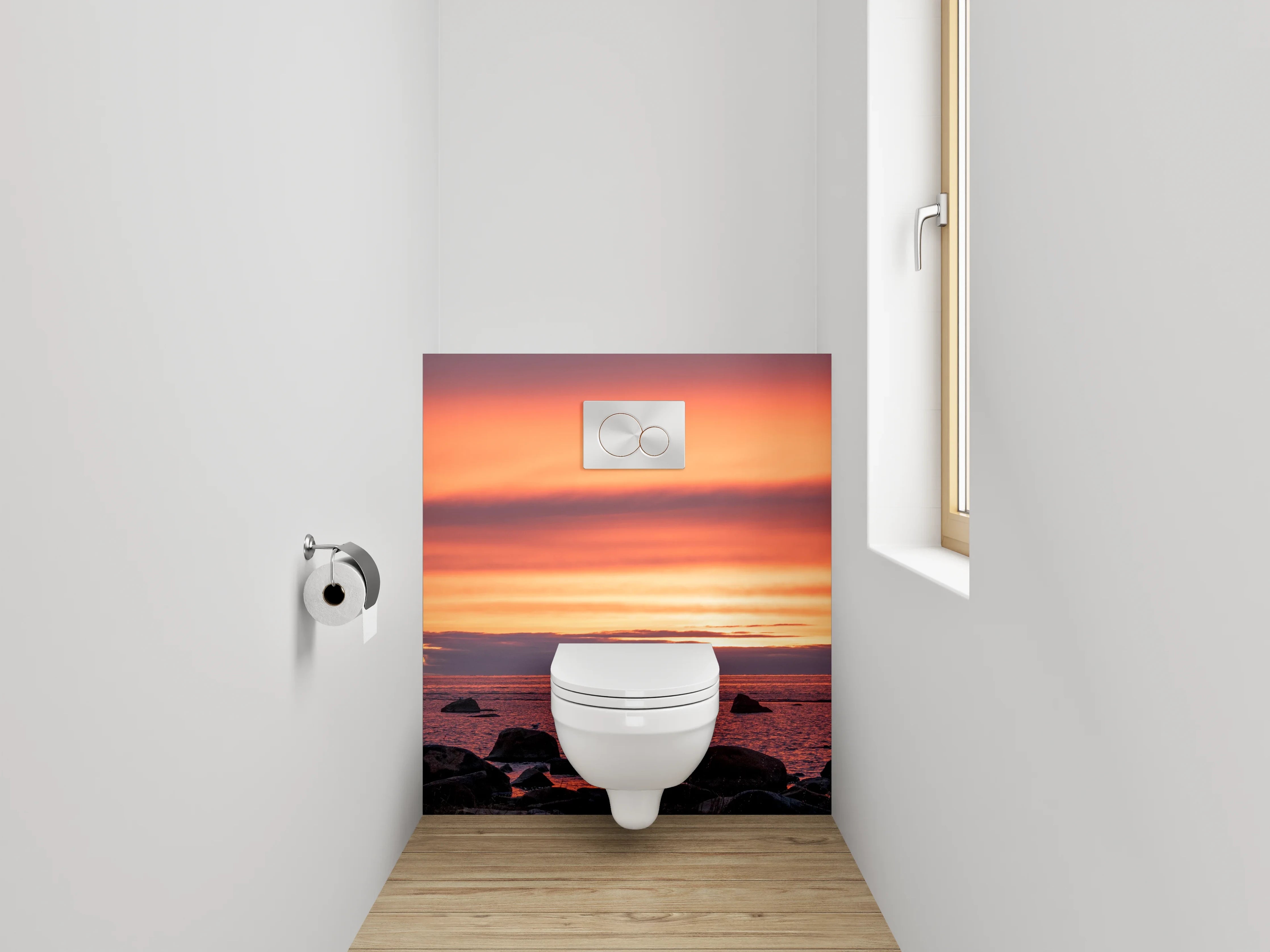WC-Rückwand - Sonnenuntergang am Felsenmeer