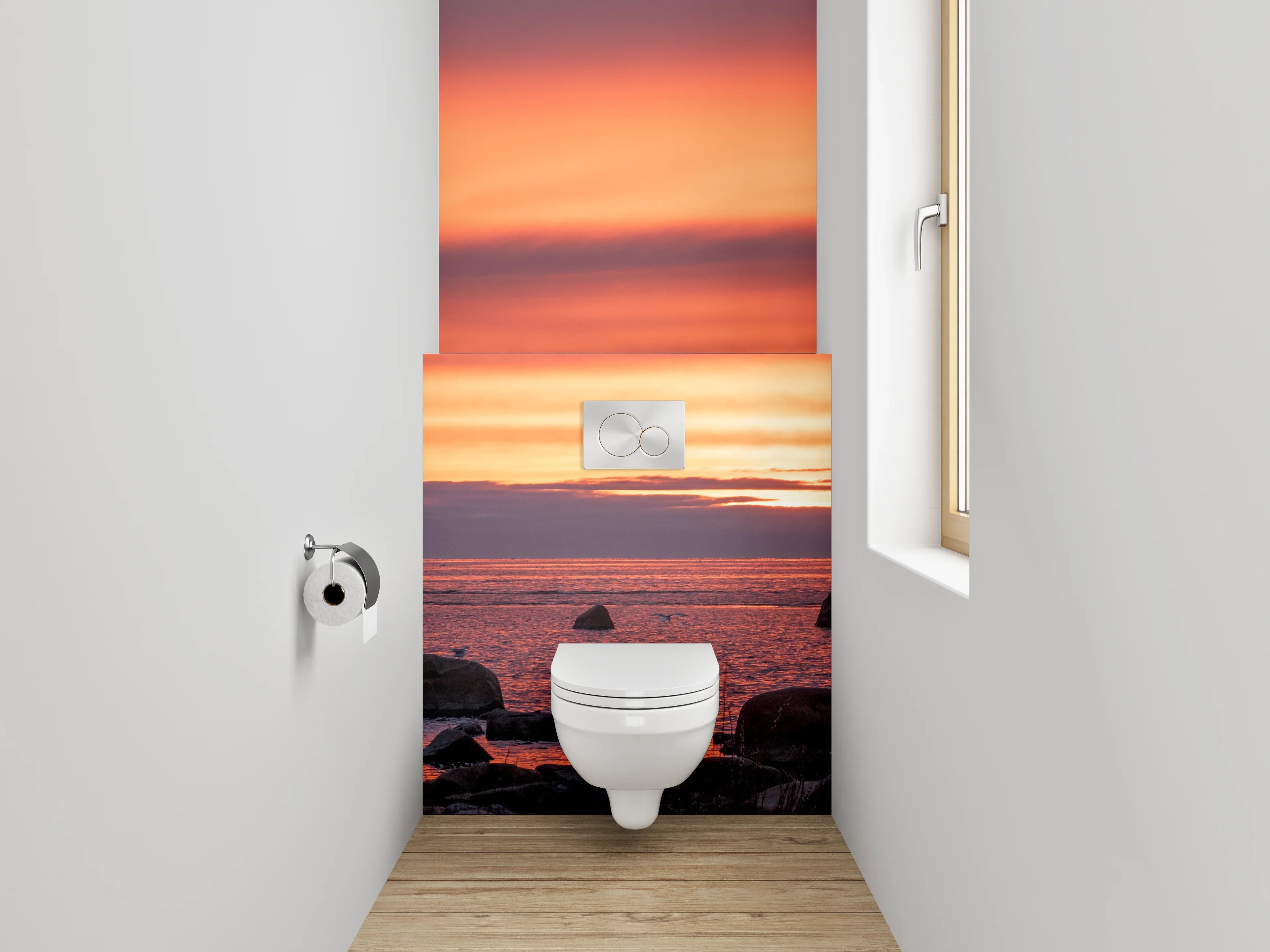 WC-Rückwand - Sonnenuntergang am Felsenmeer
