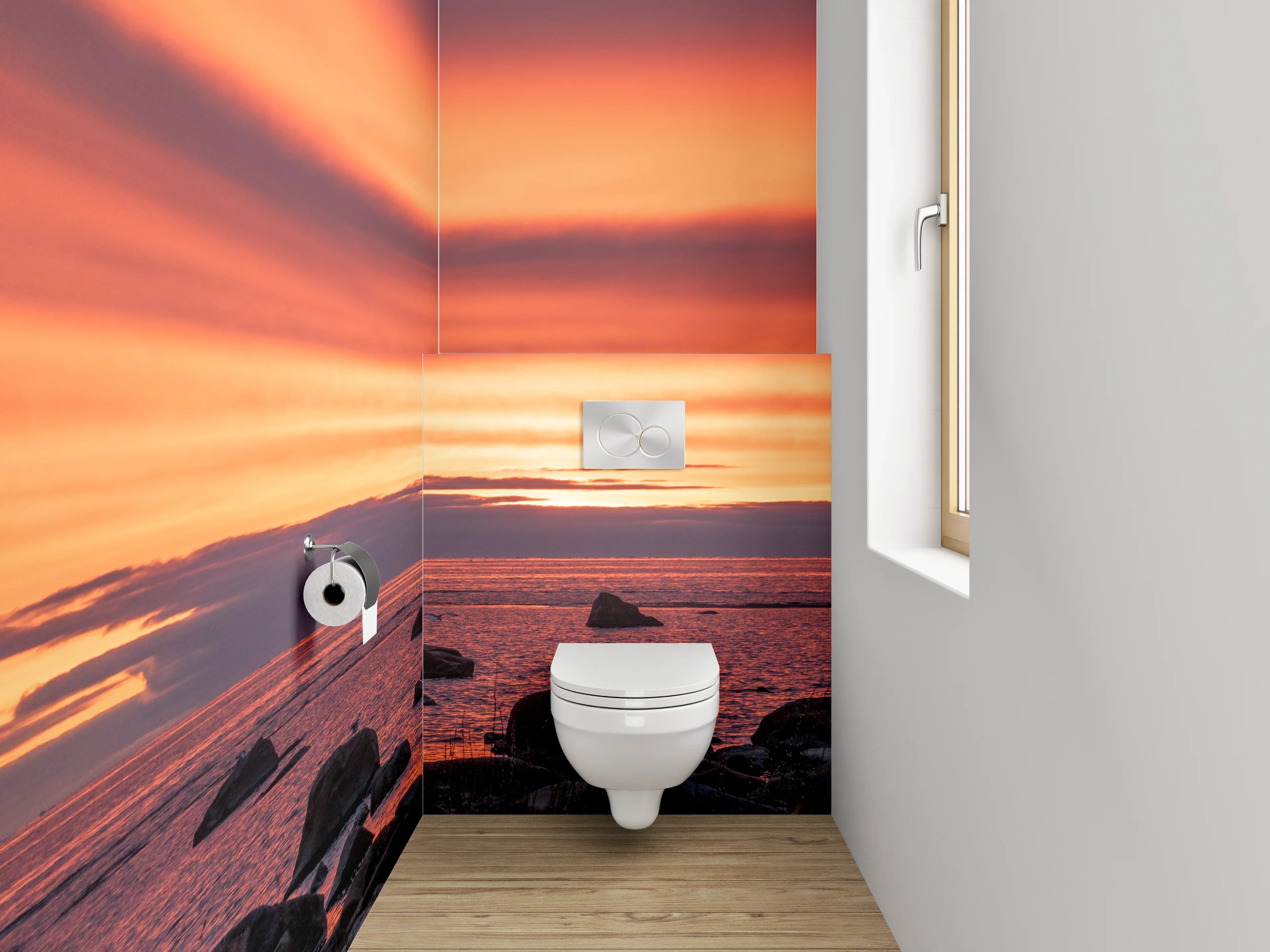 WC-Rückwand - Sonnenuntergang am Felsenmeer