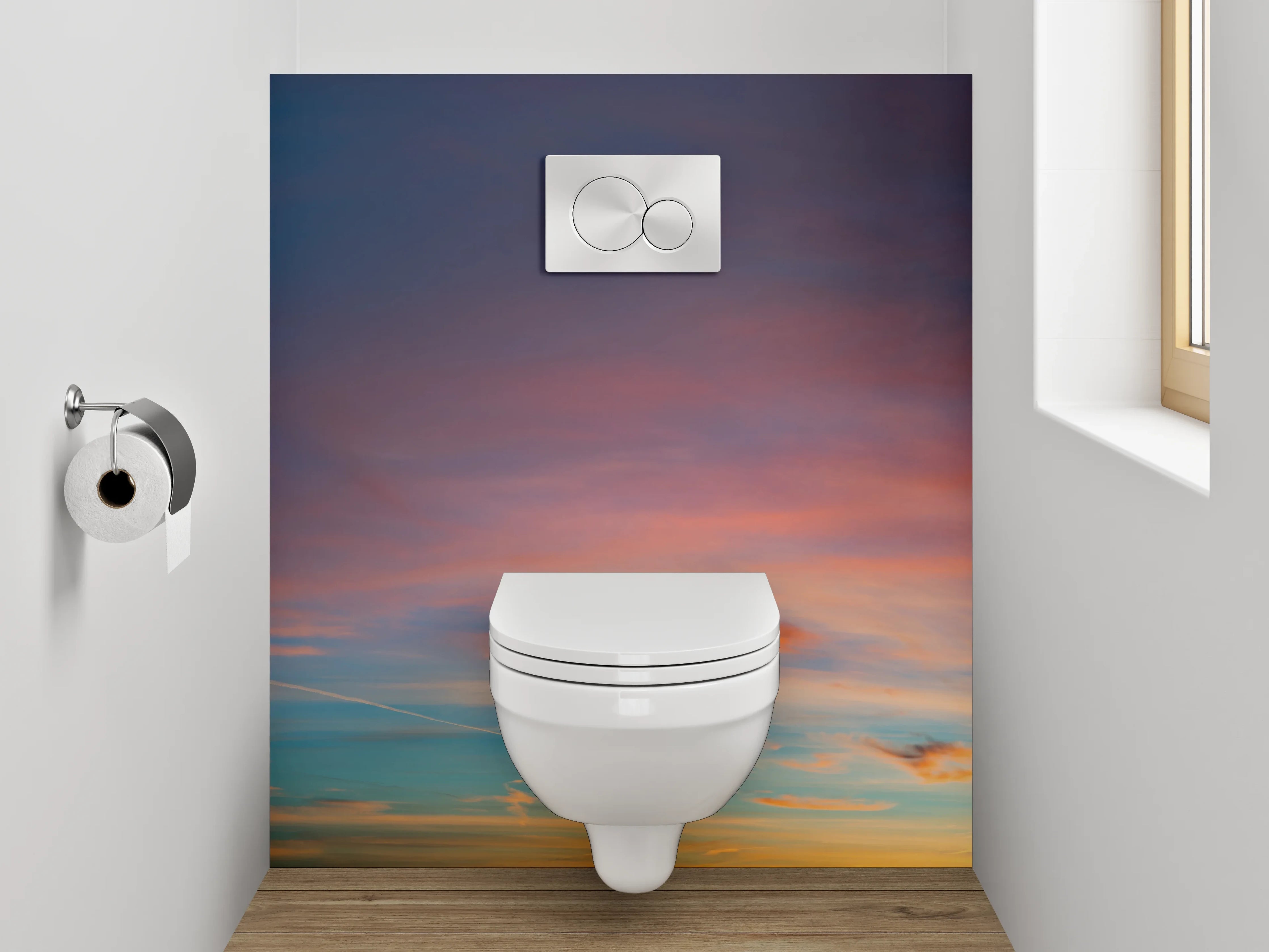 WC-Rückwand - Sonnenuntergang am Himmel Panorama