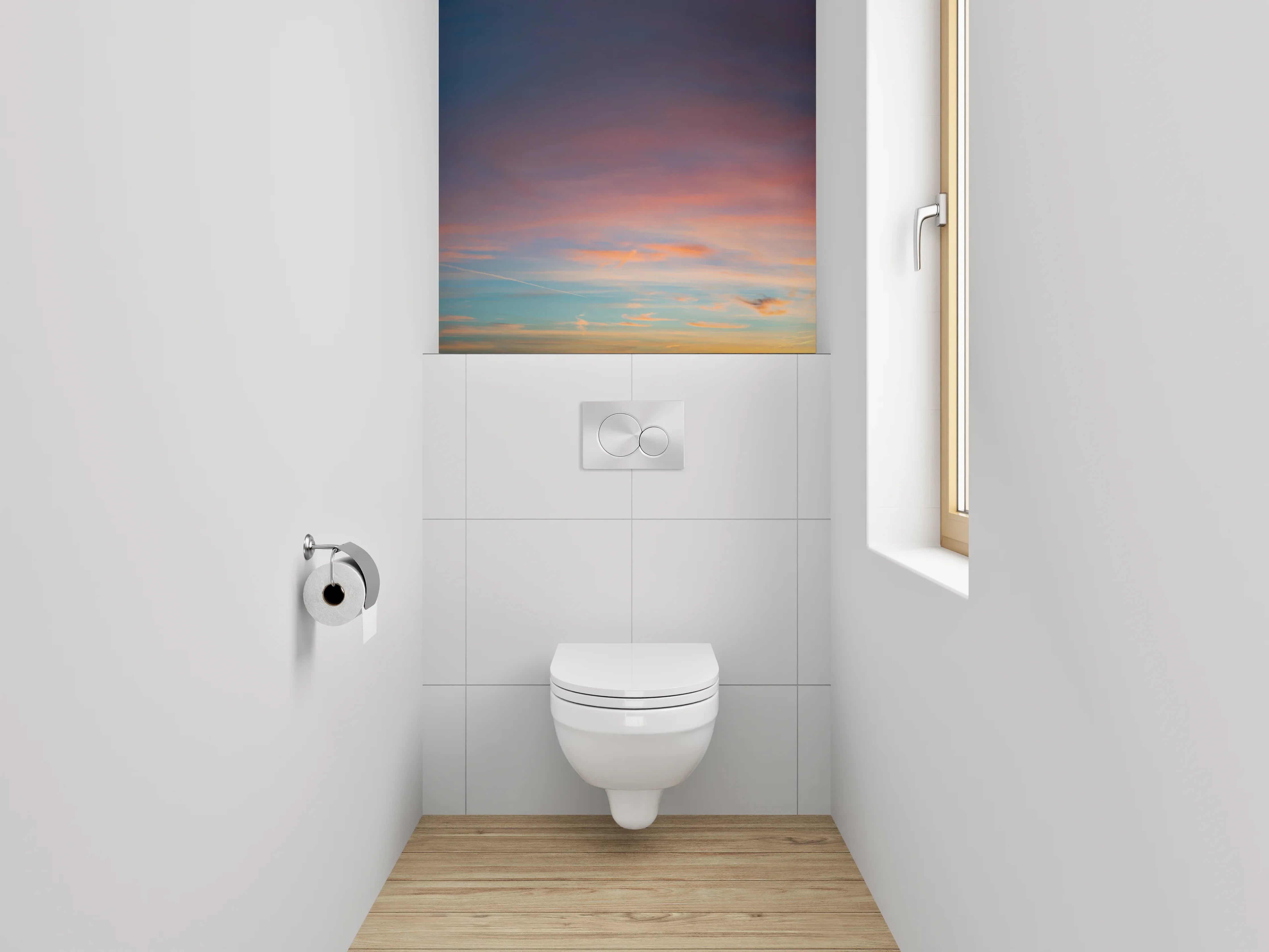 WC-Rückwand - Sonnenuntergang am Himmel Panorama
