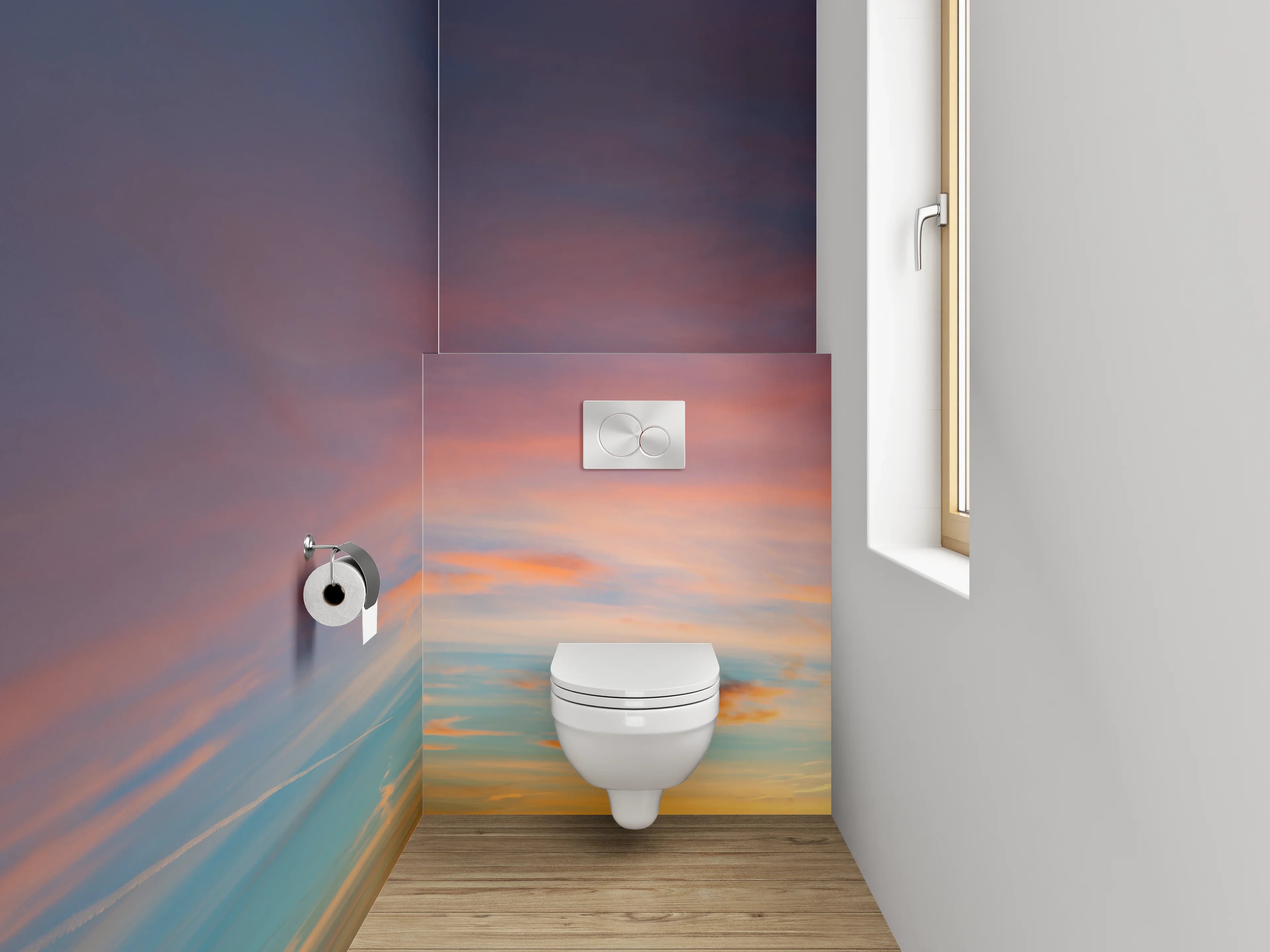 WC-Rückwand - Sonnenuntergang am Himmel Panorama