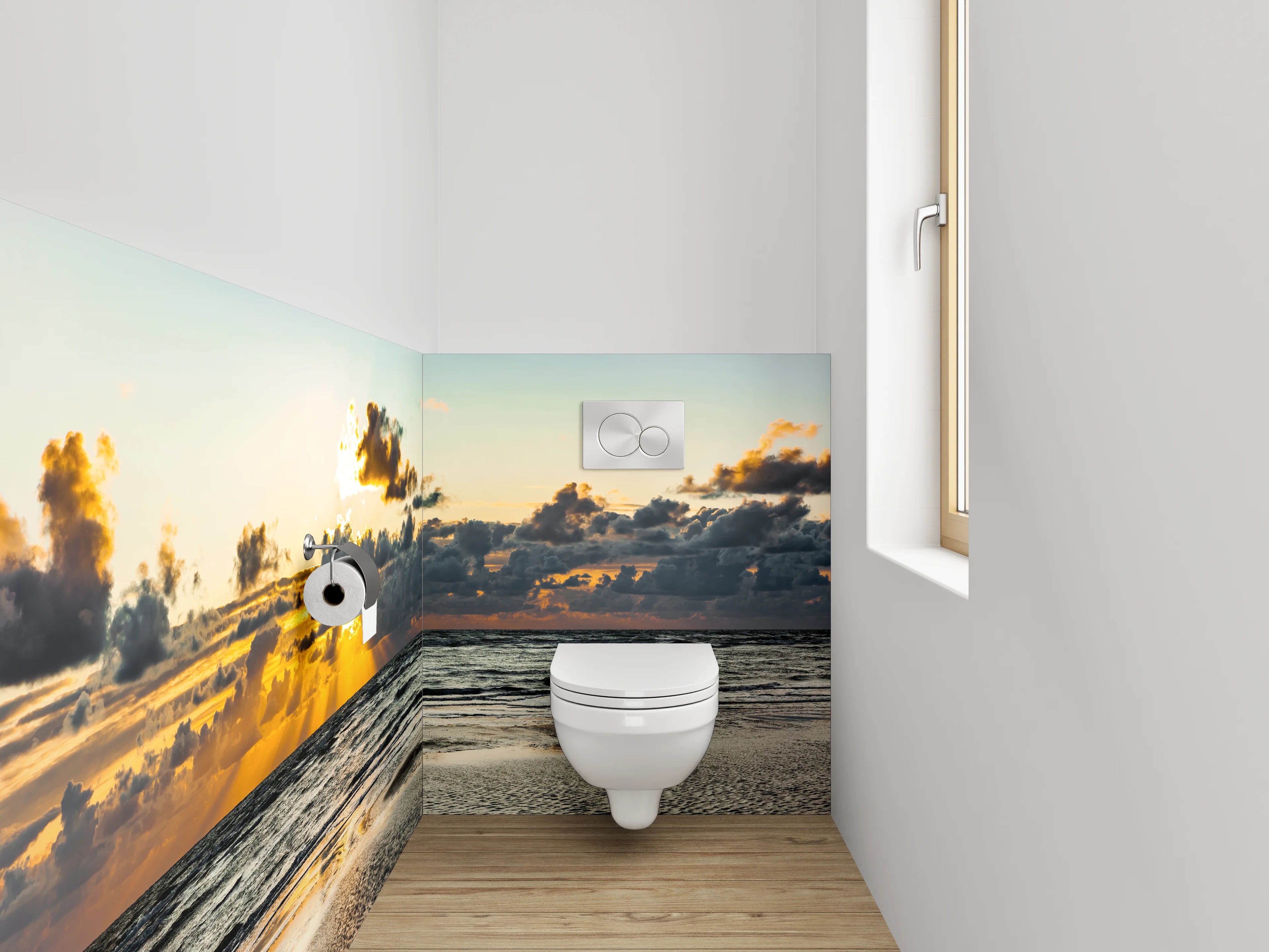 WC-Rückwand - Sonnenuntergang am Meer Panorama