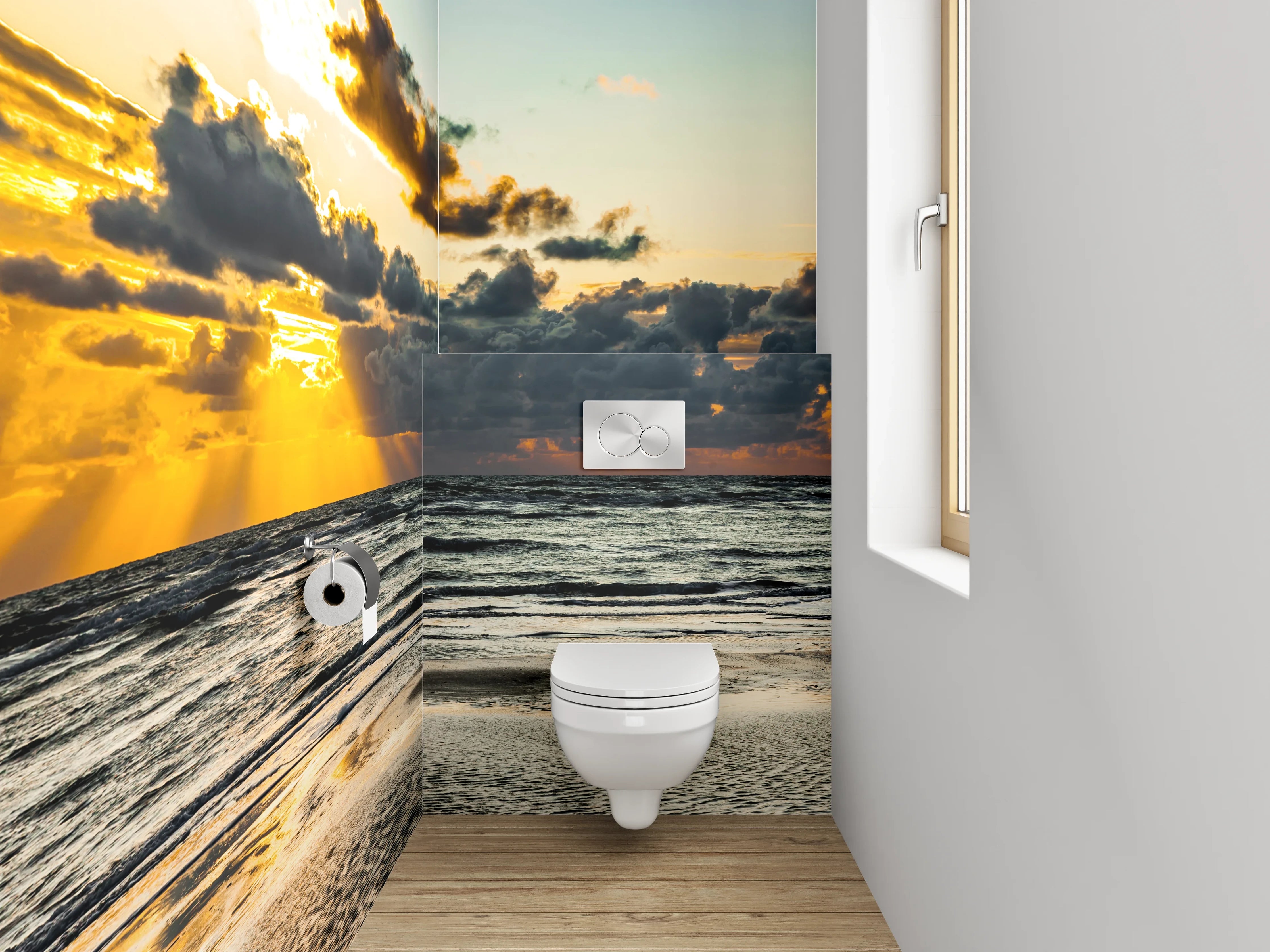 WC-Rückwand - Sonnenuntergang am Meer Panorama