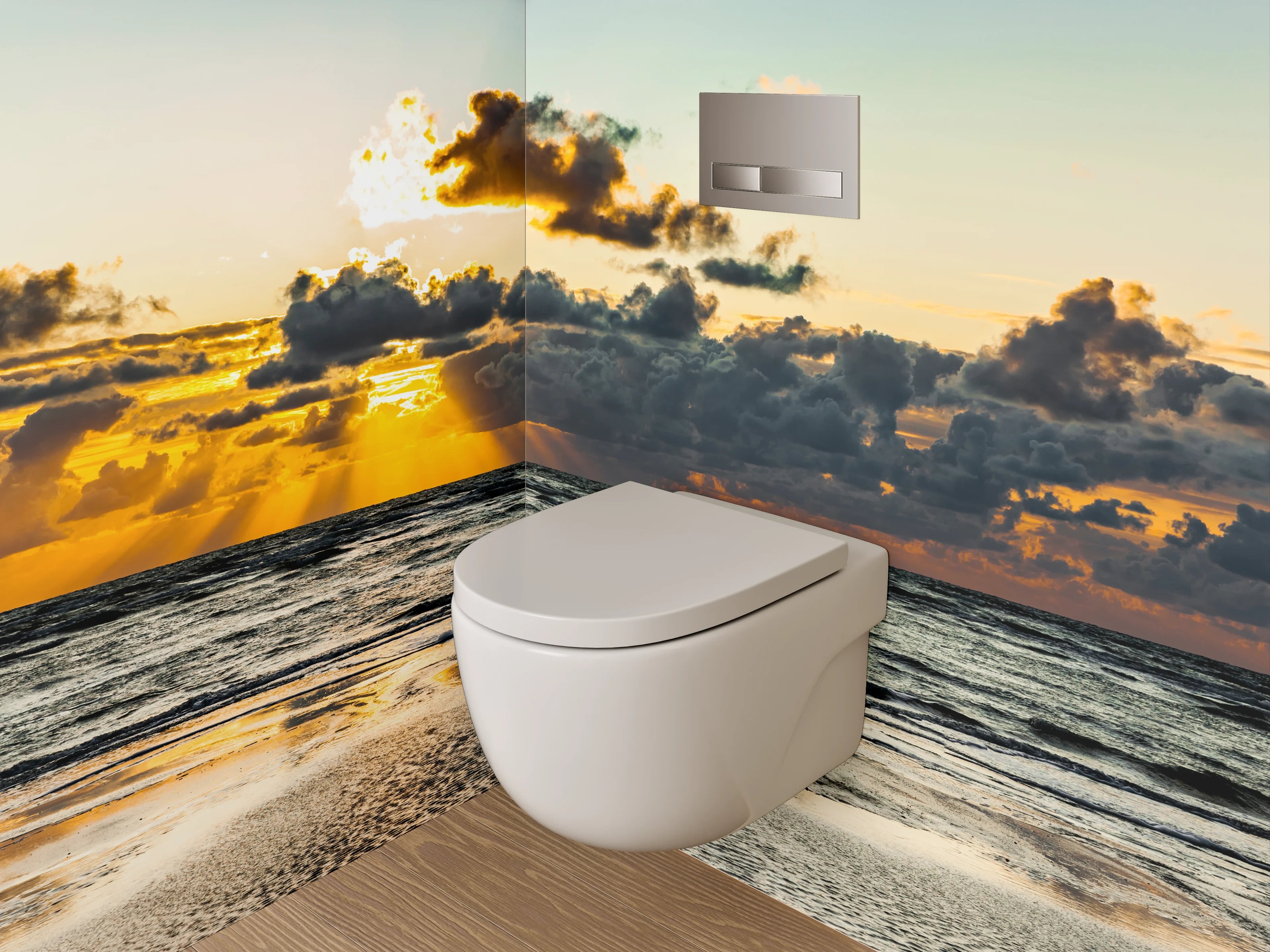 WC-Rückwand - Sonnenuntergang am Meer Panorama