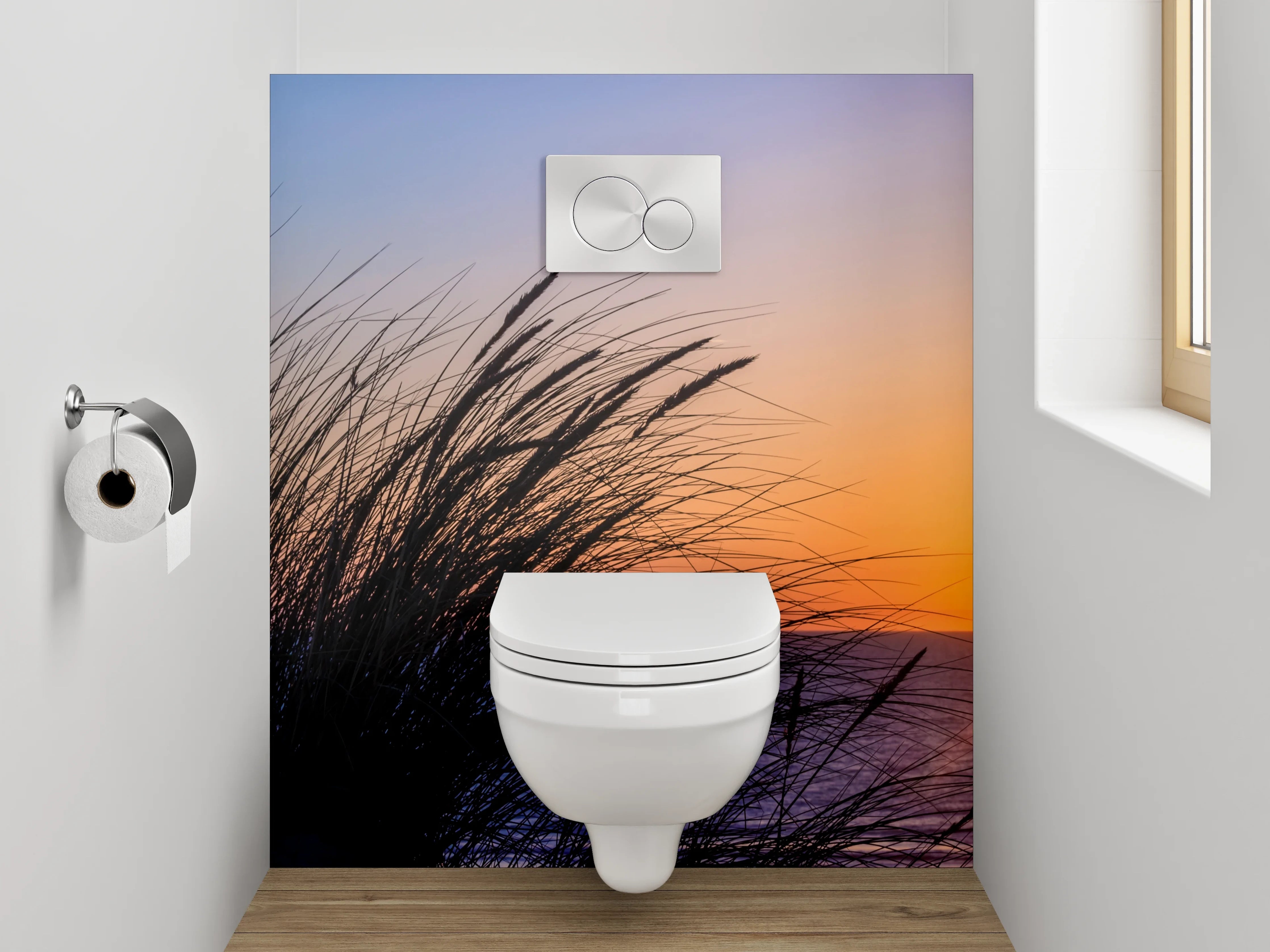 WC-Rückwand - Sonnenuntergang am Meer Strand Dünen