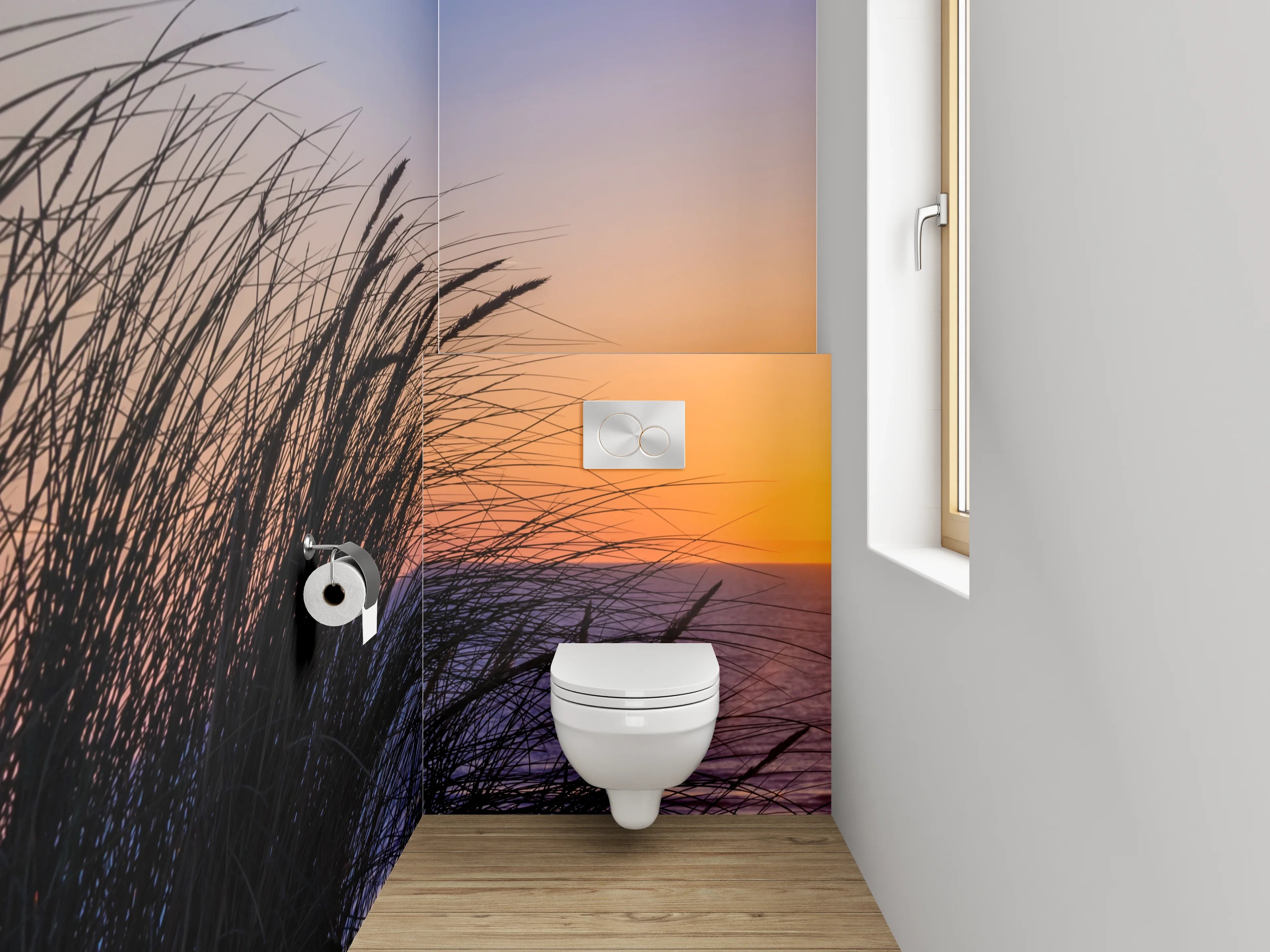 WC-Rückwand - Sonnenuntergang am Meer Strand Dünen