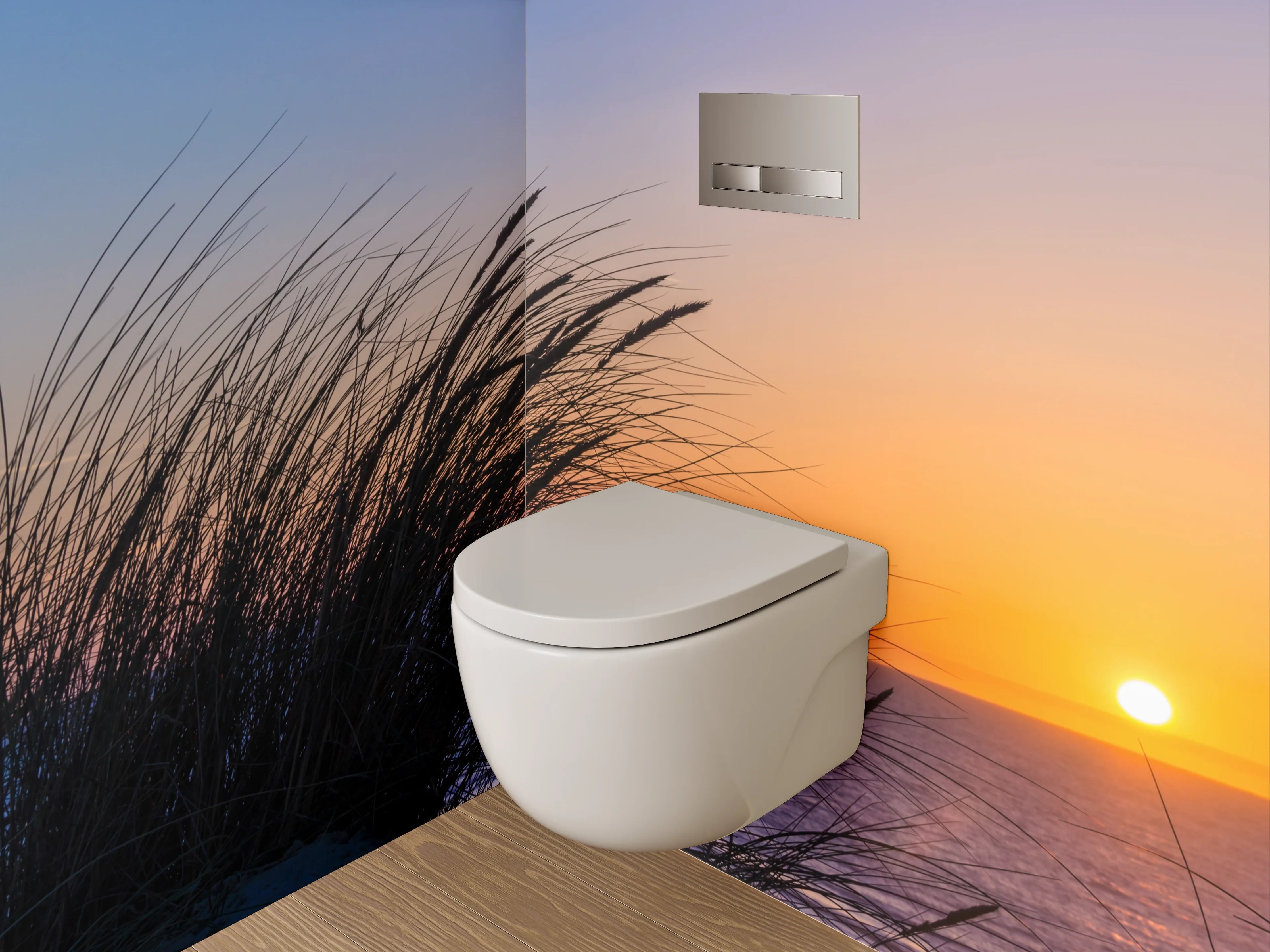 WC-Rückwand - Sonnenuntergang am Meer Strand Dünen