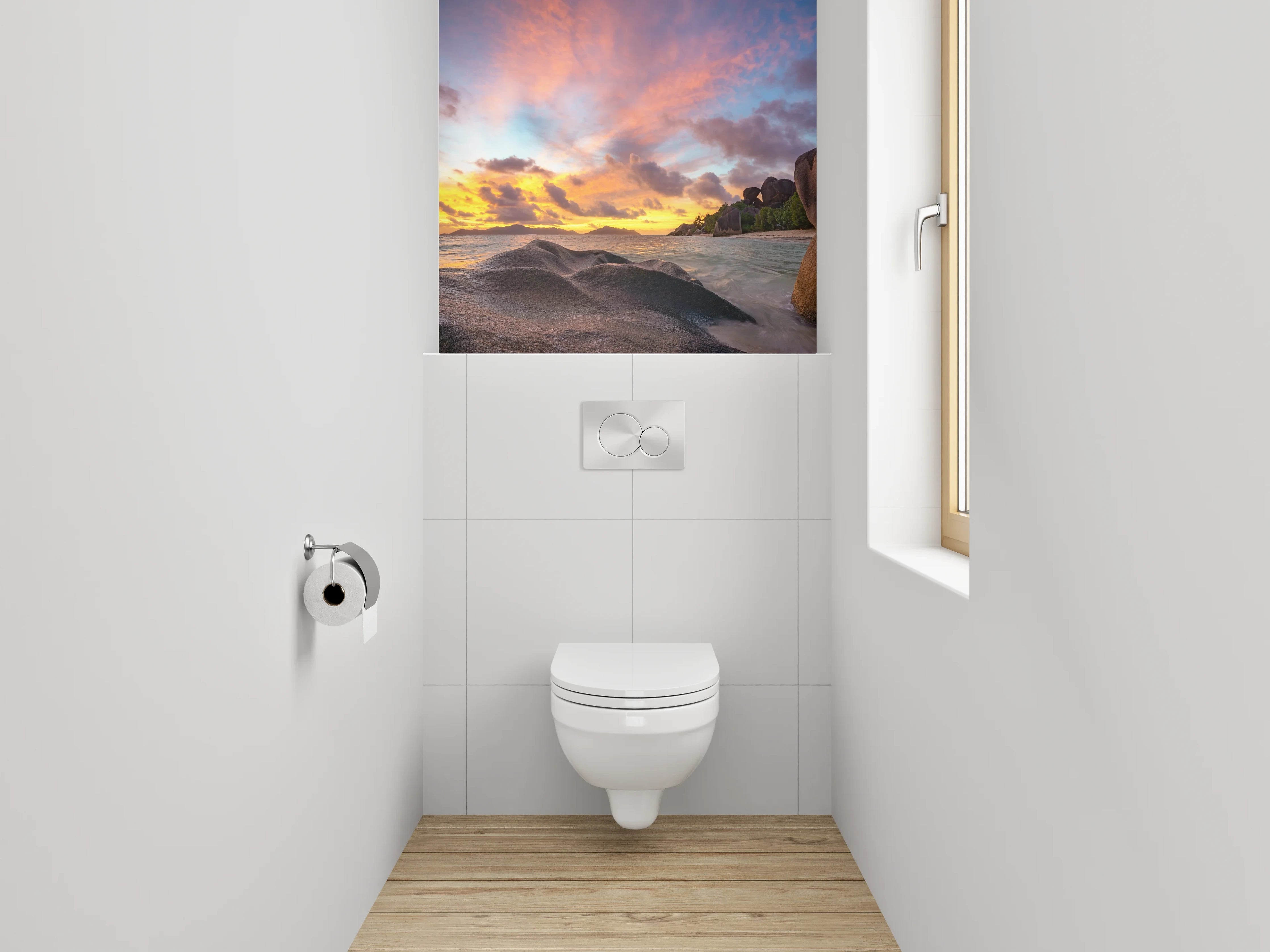 WC-Rückwand - Sonnenuntergang am Traumstrand