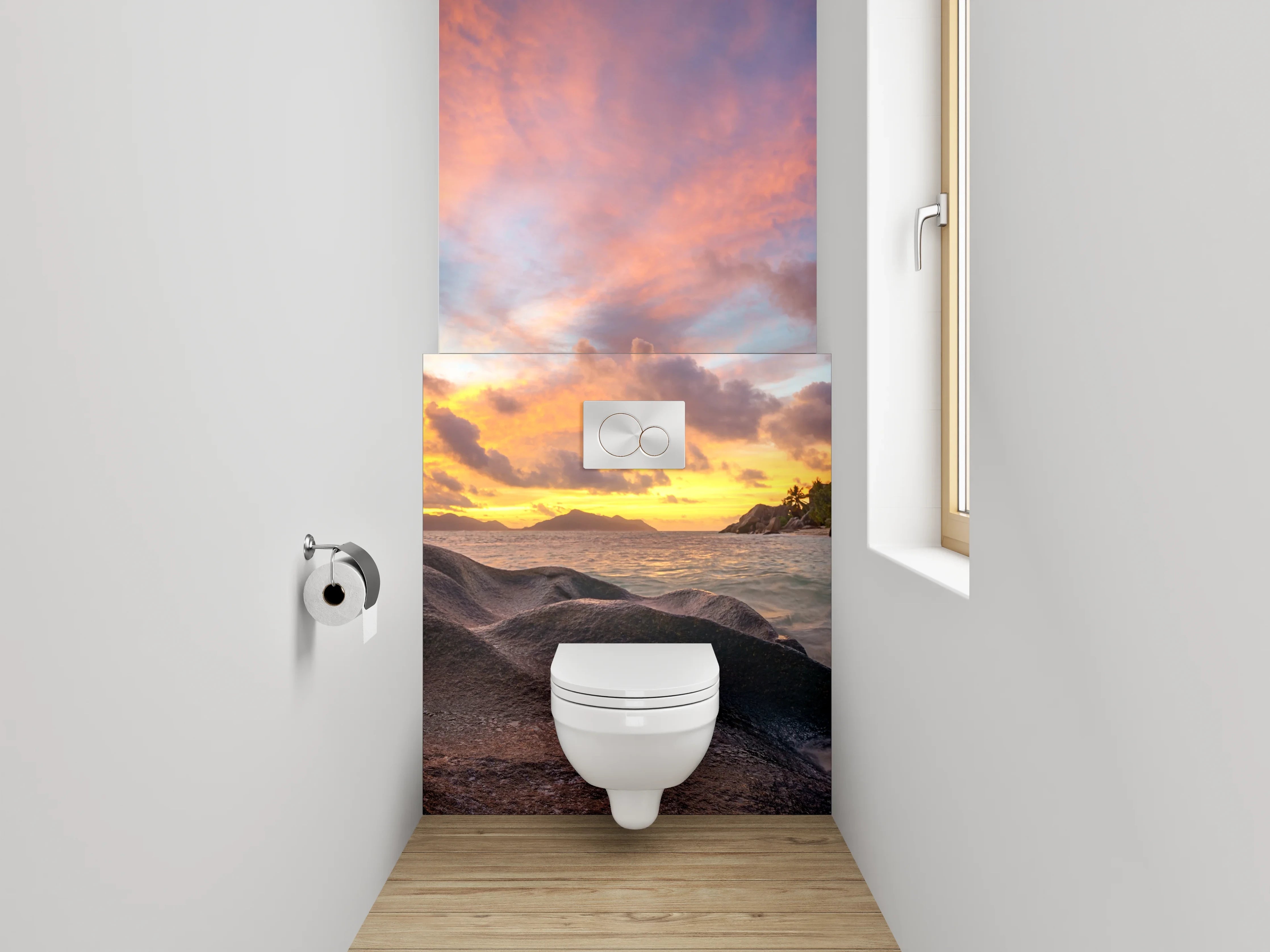 WC-Rückwand - Sonnenuntergang am Traumstrand