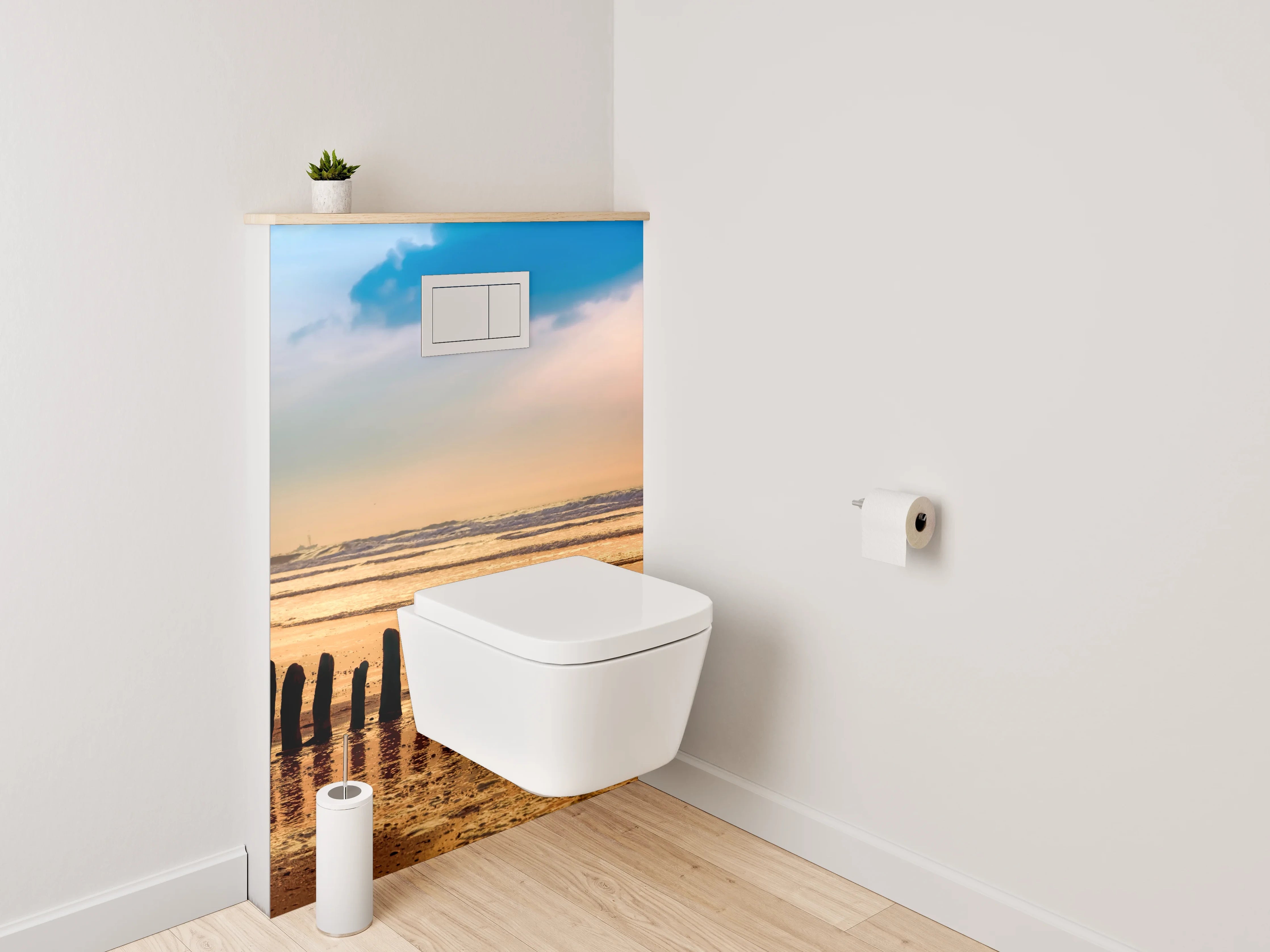 WC-Rückwand - Sonnenuntergang am ruhigen Sandstrand