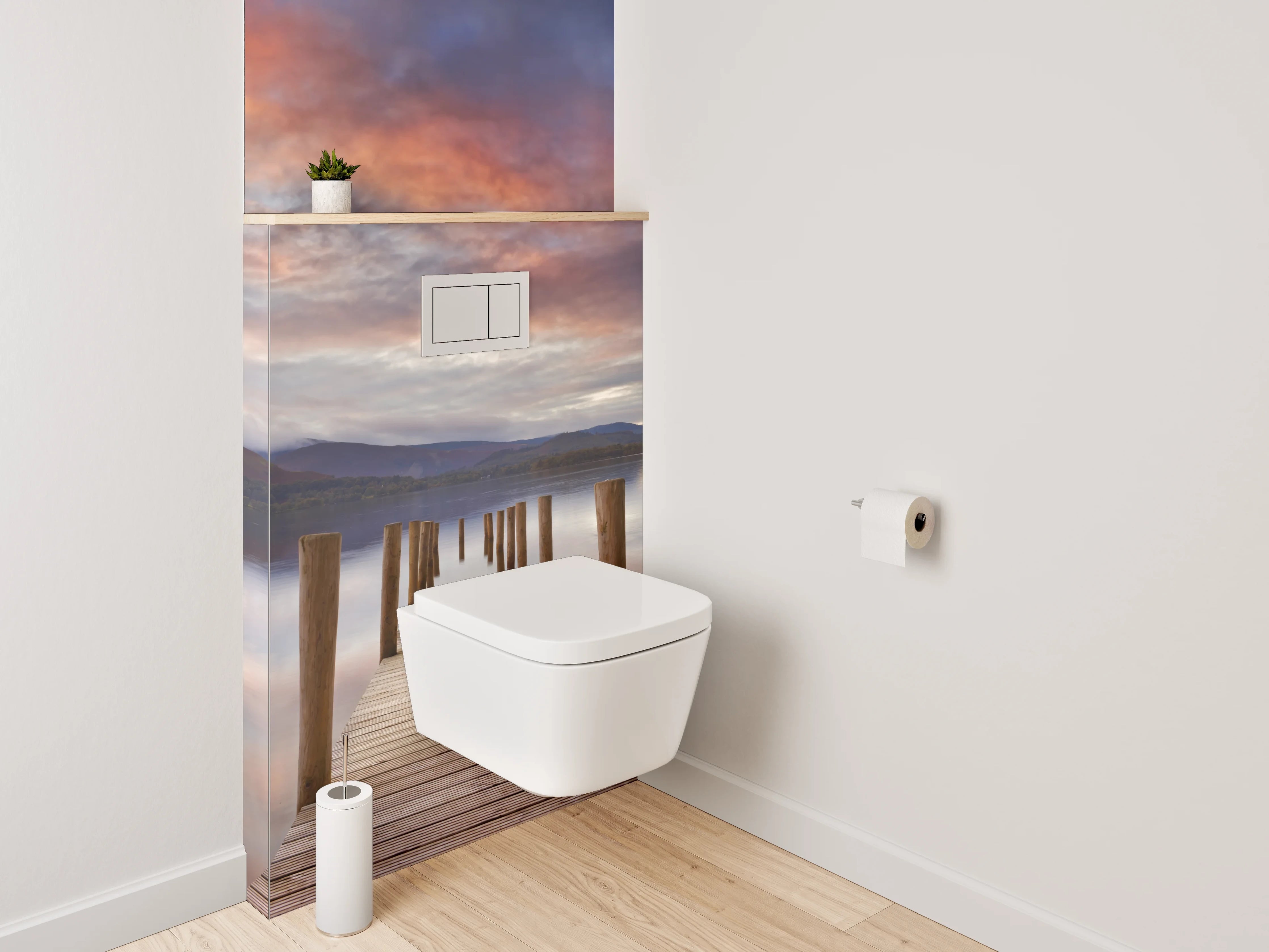 WC-Rückwand - Sonnenuntergang am ruhigen See