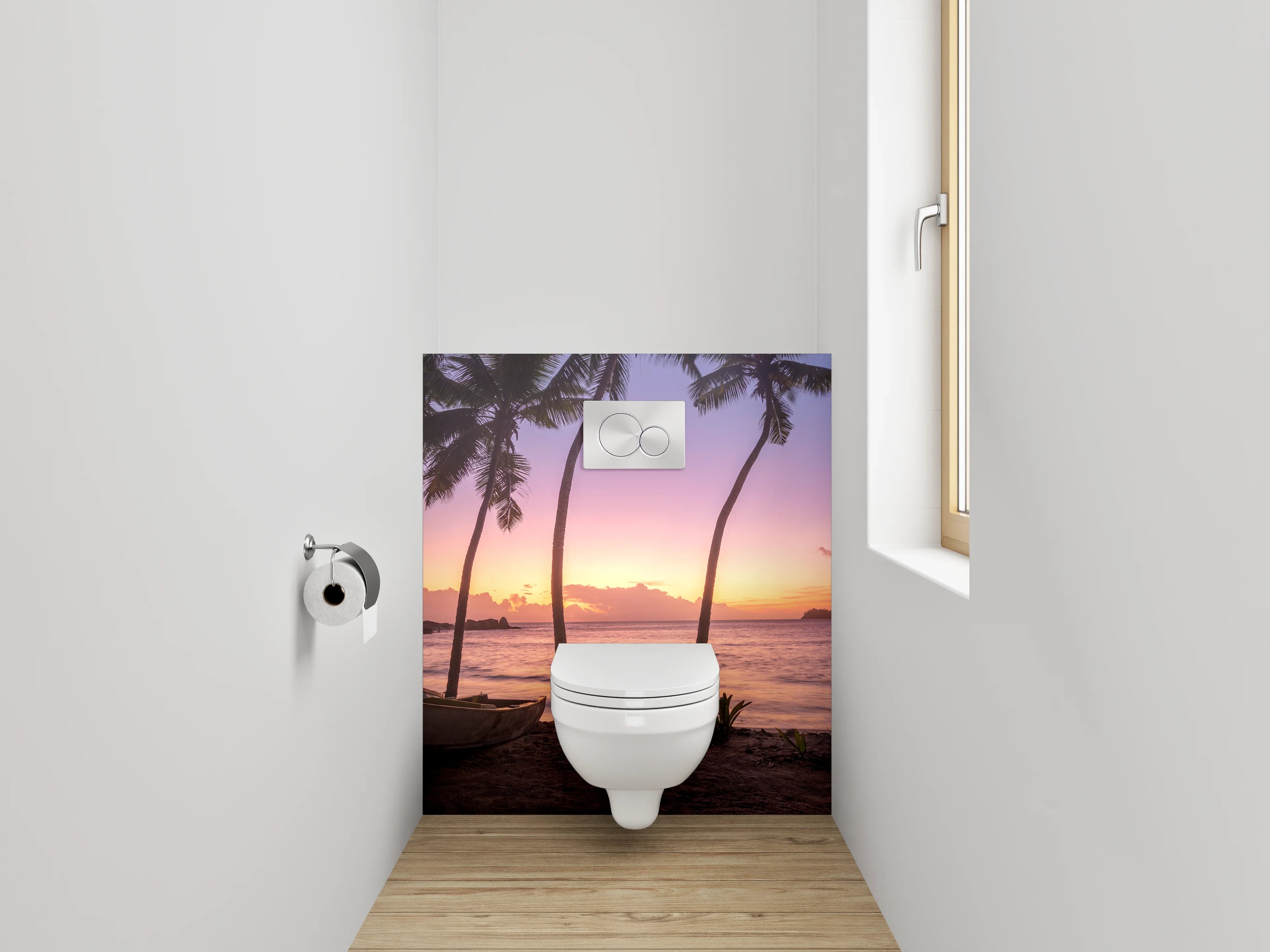 WC-Rückwand - Sonnenuntergang am tropischen Traumstrand