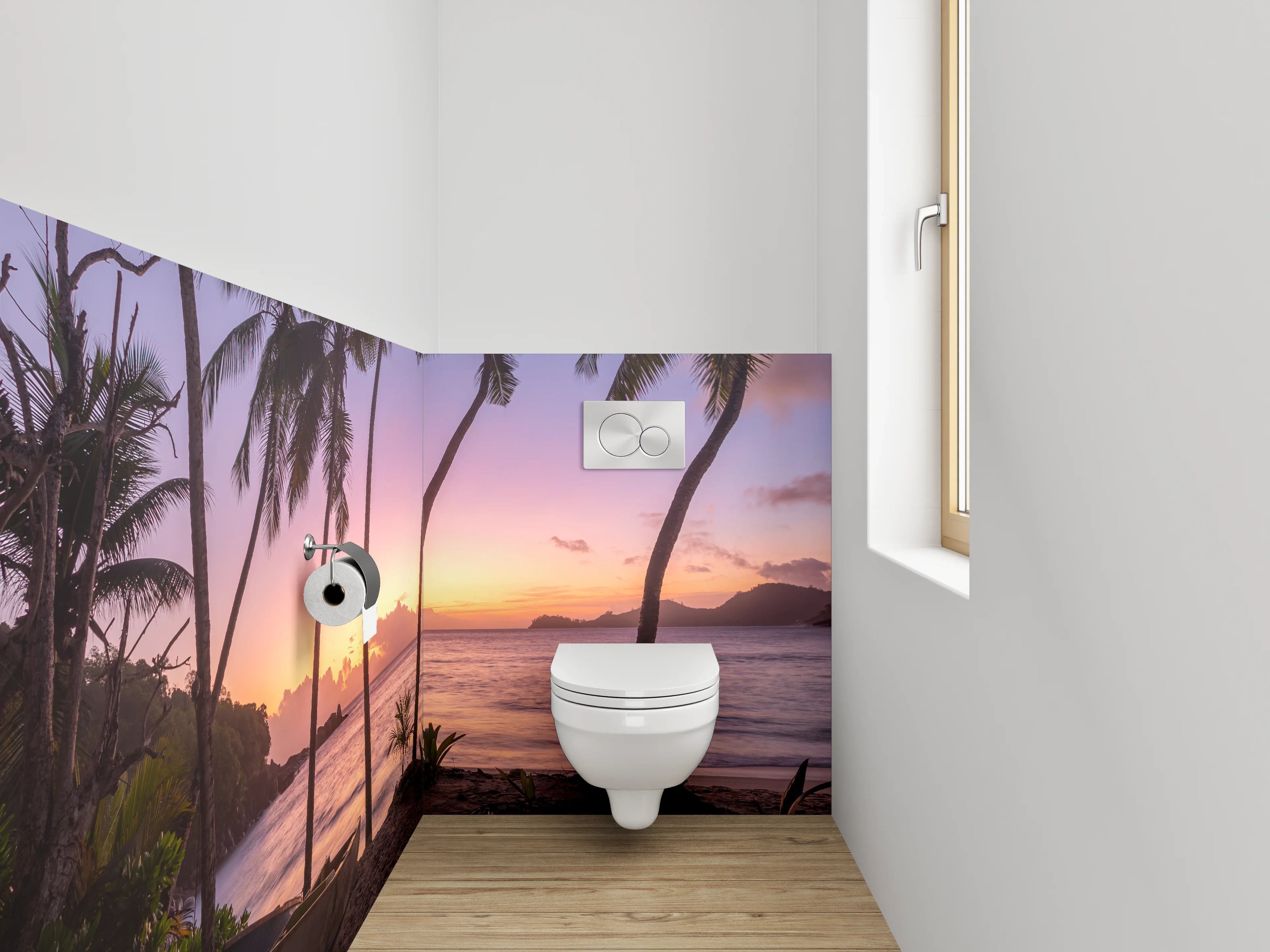 WC-Rückwand - Sonnenuntergang am tropischen Traumstrand