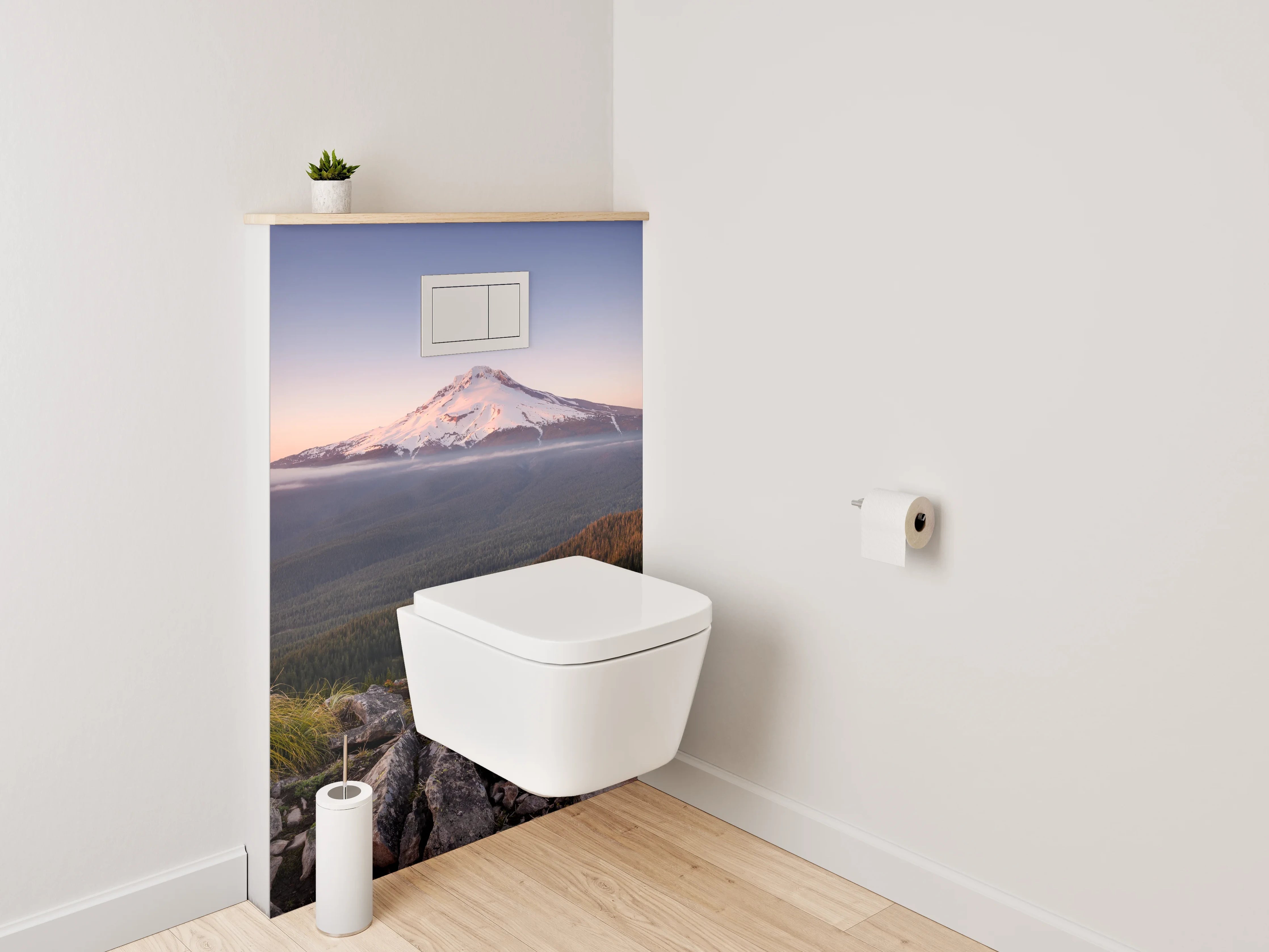 WC-Rückwand - Sonnenuntergang am verschneiten Vulkan