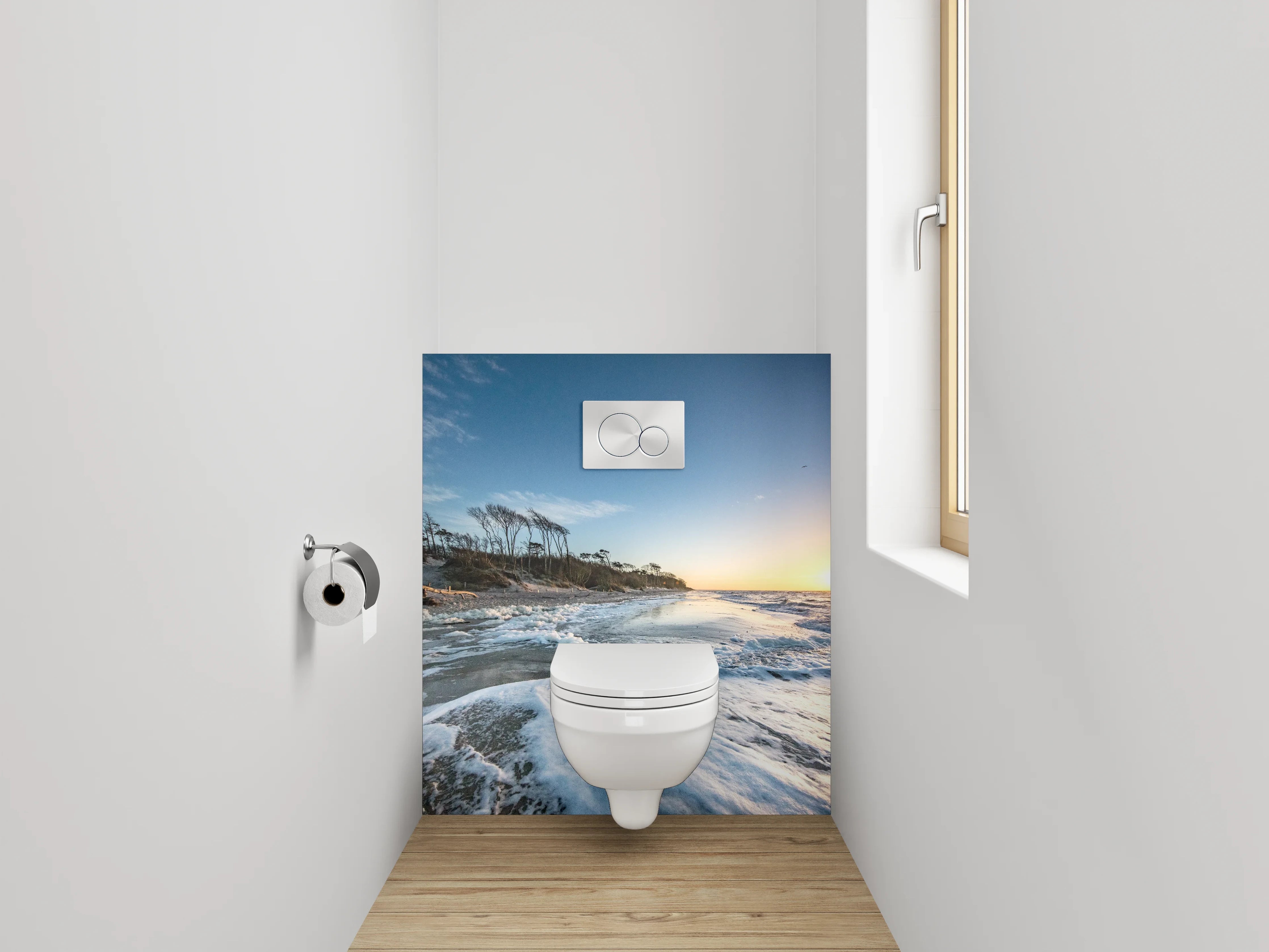 WC-Rückwand - Sonnenuntergang am wilden Ostseestrand