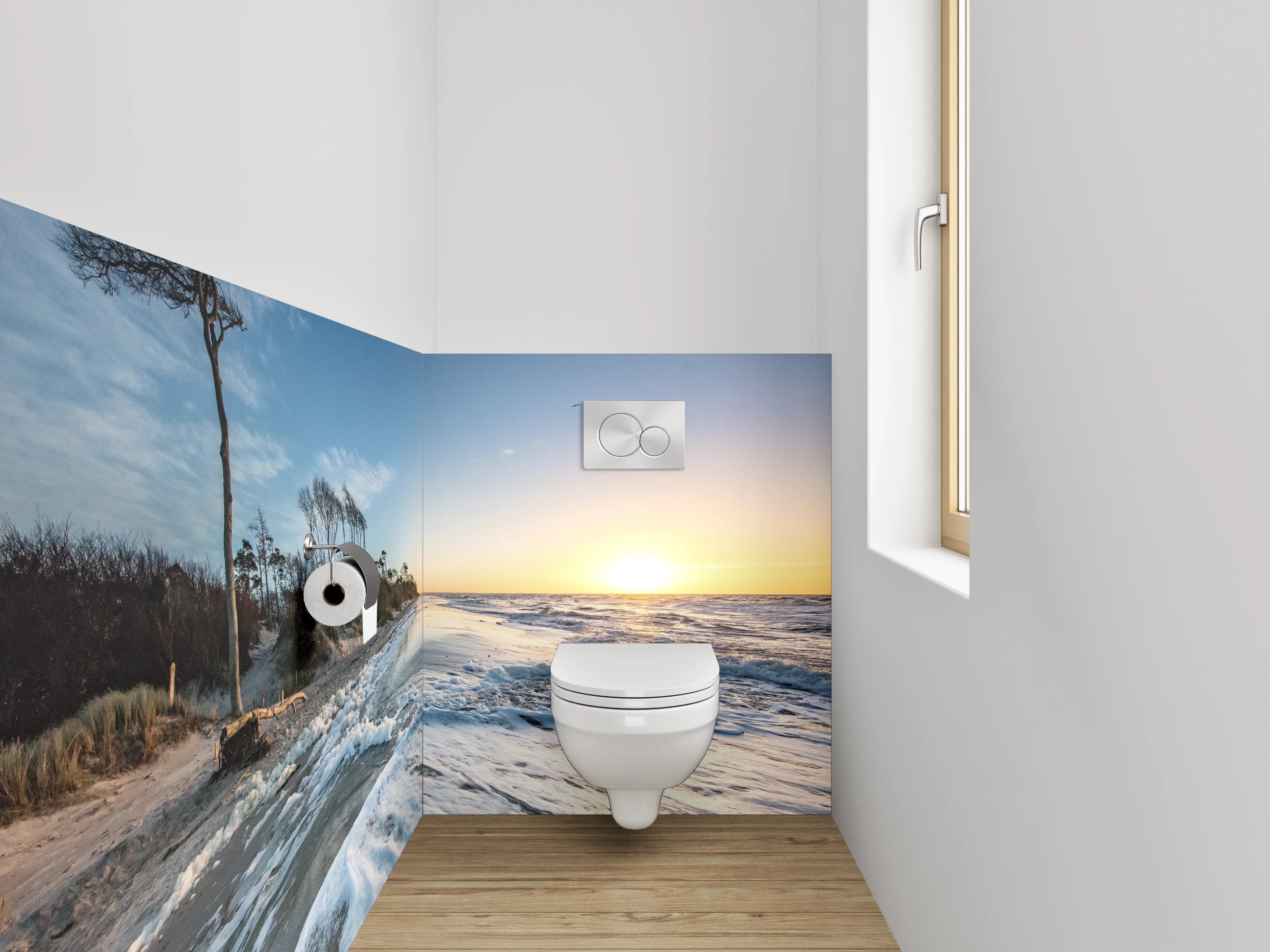 WC-Rückwand - Sonnenuntergang am wilden Ostseestrand