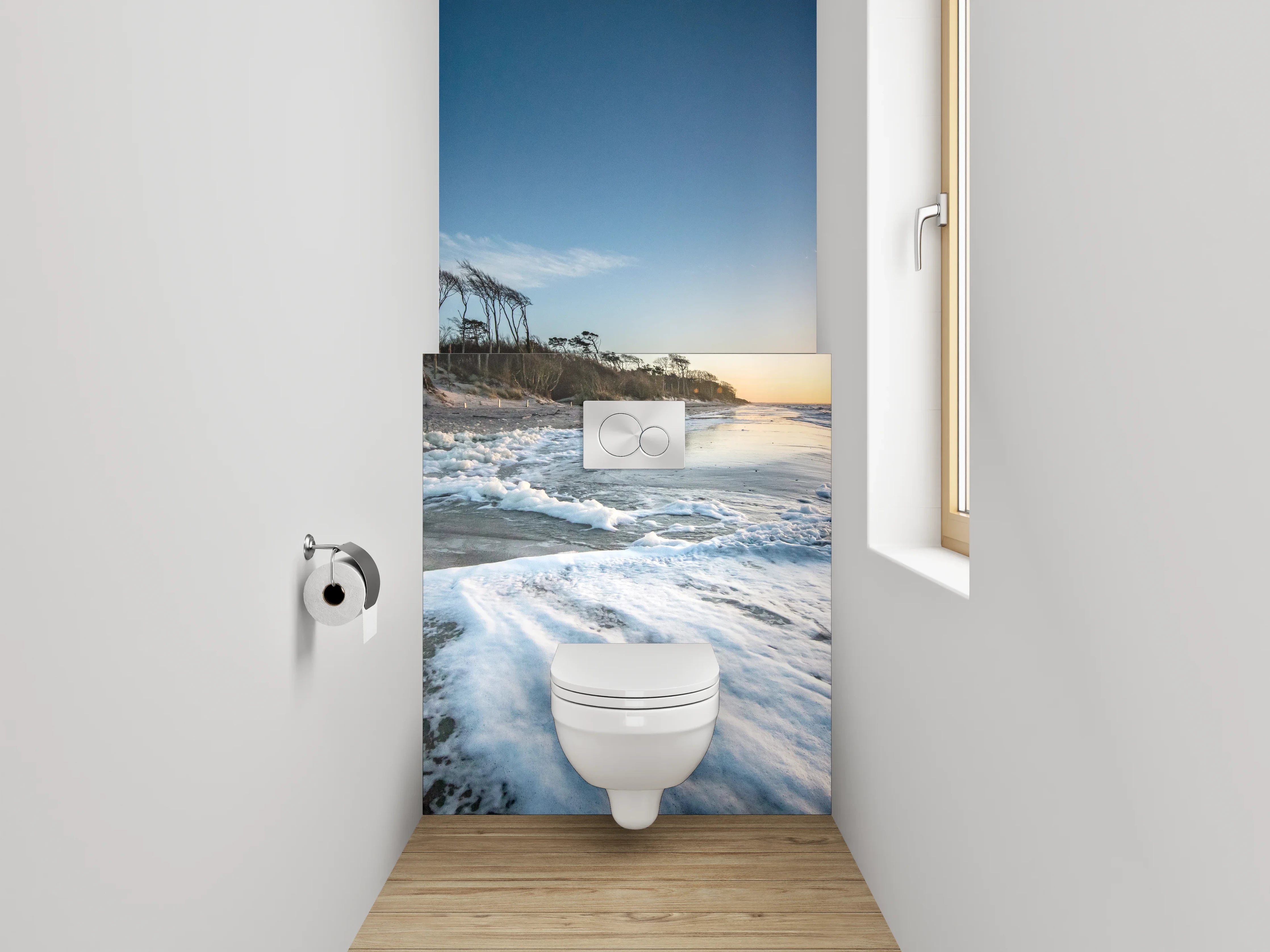 WC-Rückwand - Sonnenuntergang am wilden Ostseestrand