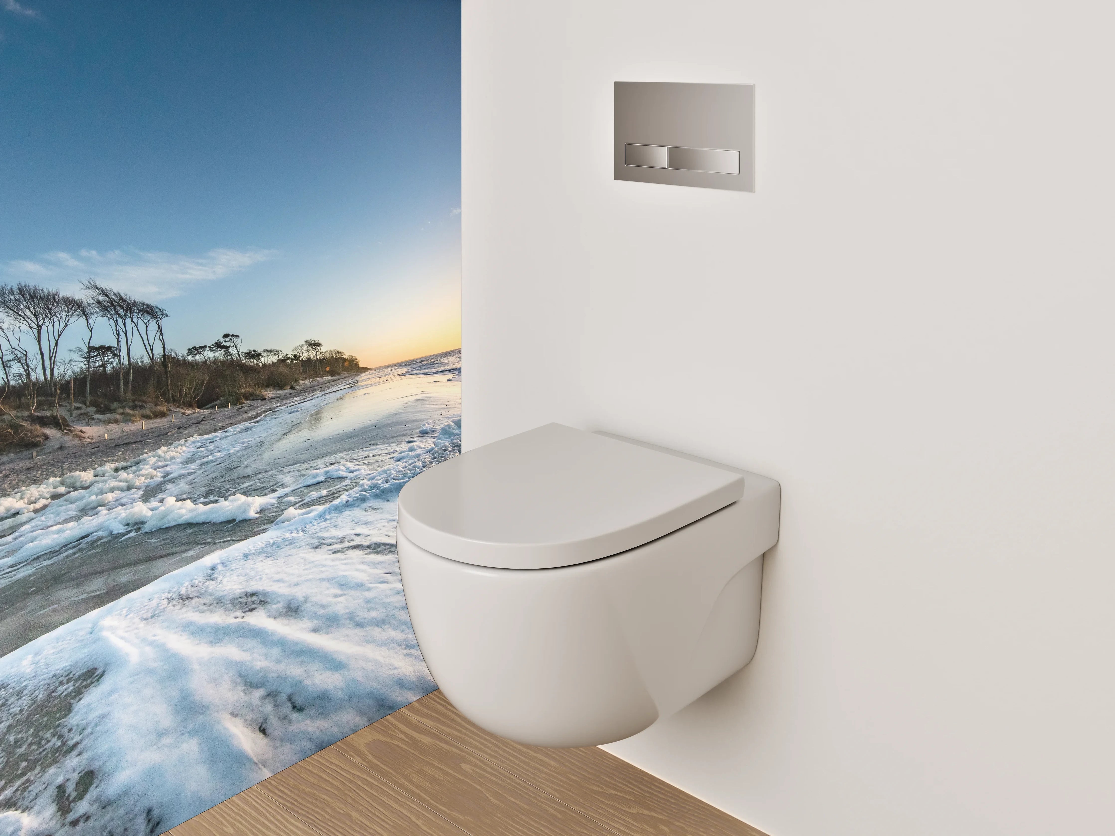 WC-Rückwand - Sonnenuntergang am wilden Ostseestrand
