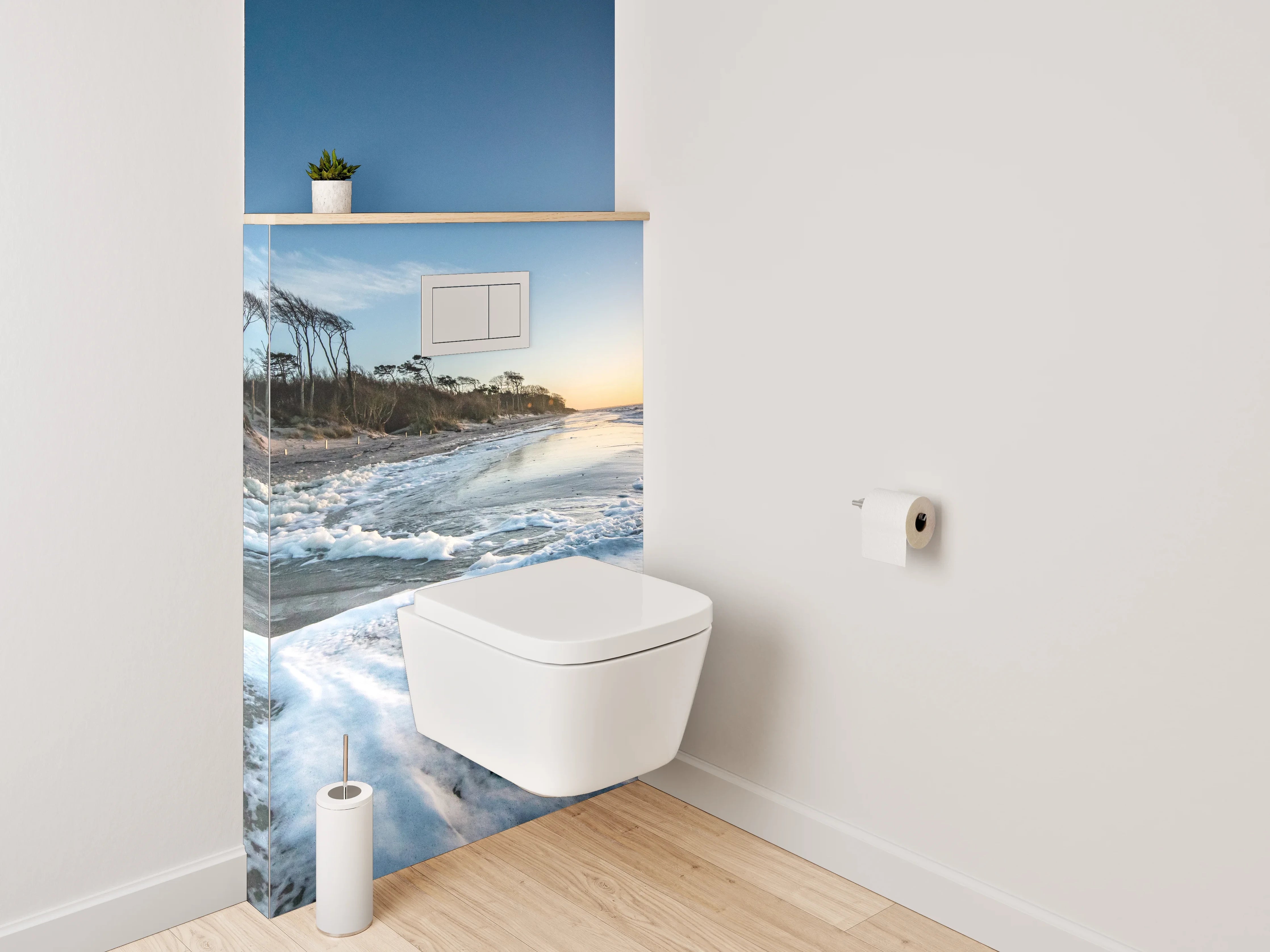 WC-Rückwand - Sonnenuntergang am wilden Ostseestrand