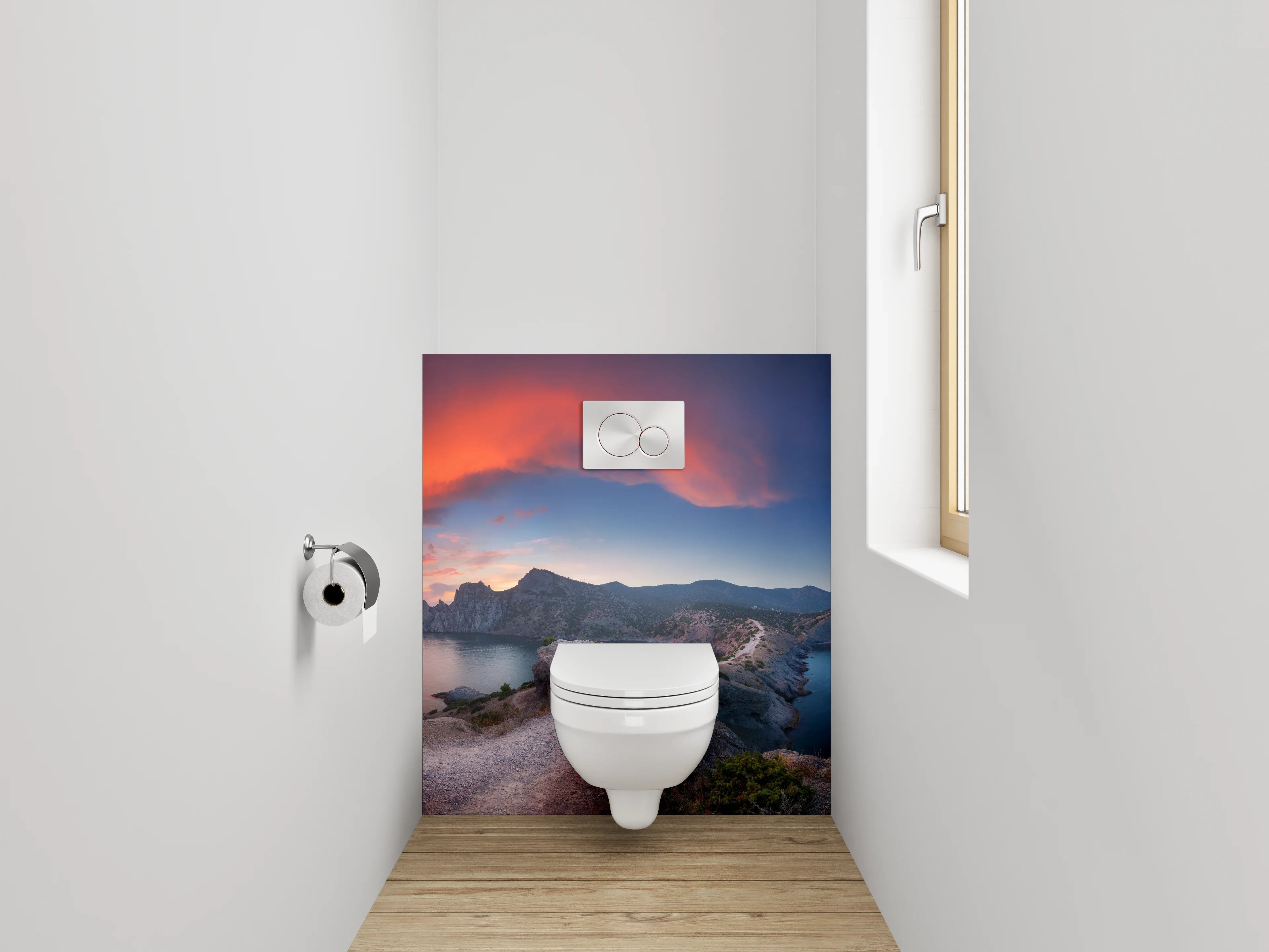 WC-Rückwand - Sonnenuntergang an der Küstenlandschaft