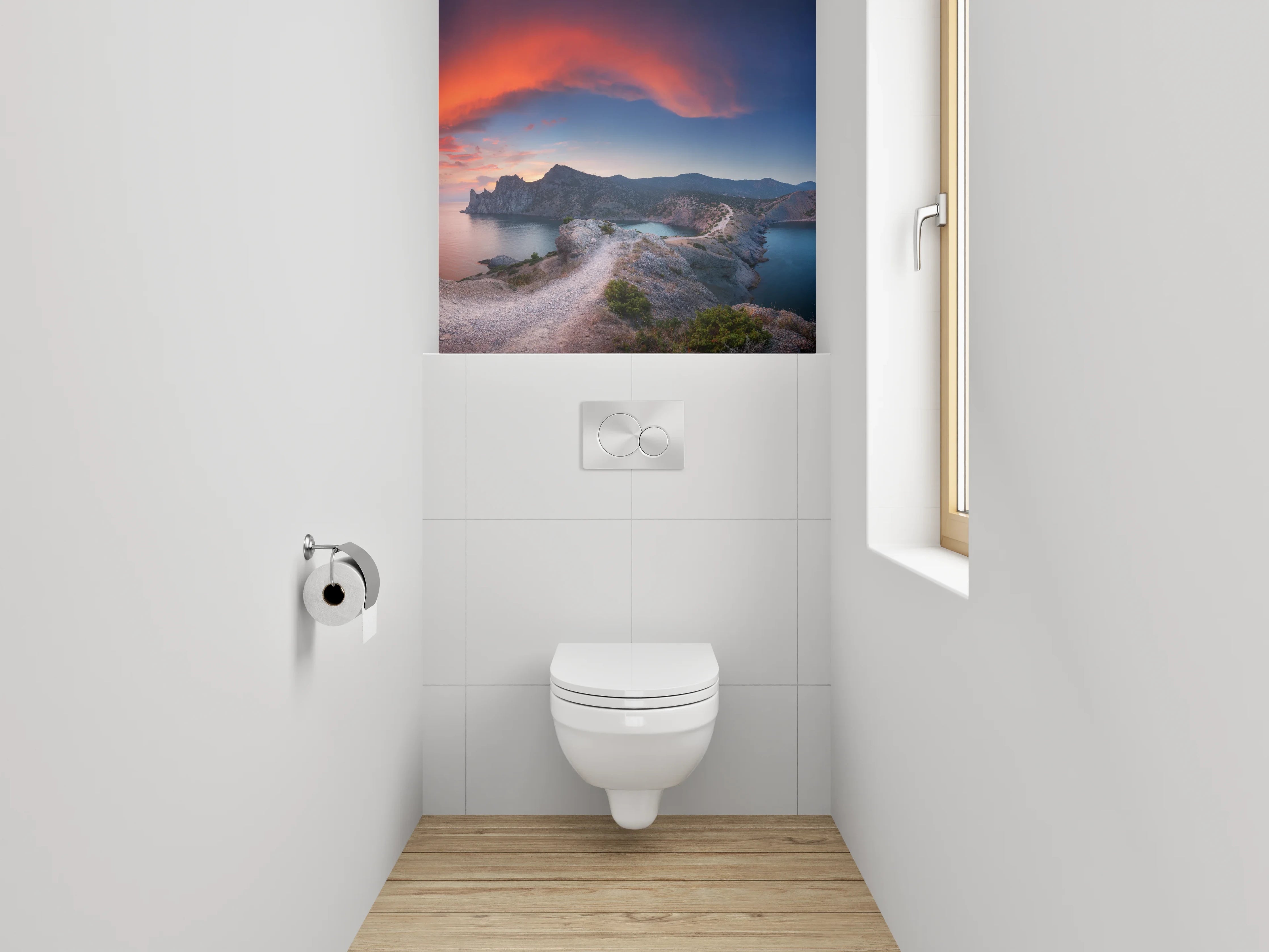 WC-Rückwand - Sonnenuntergang an der Küstenlandschaft