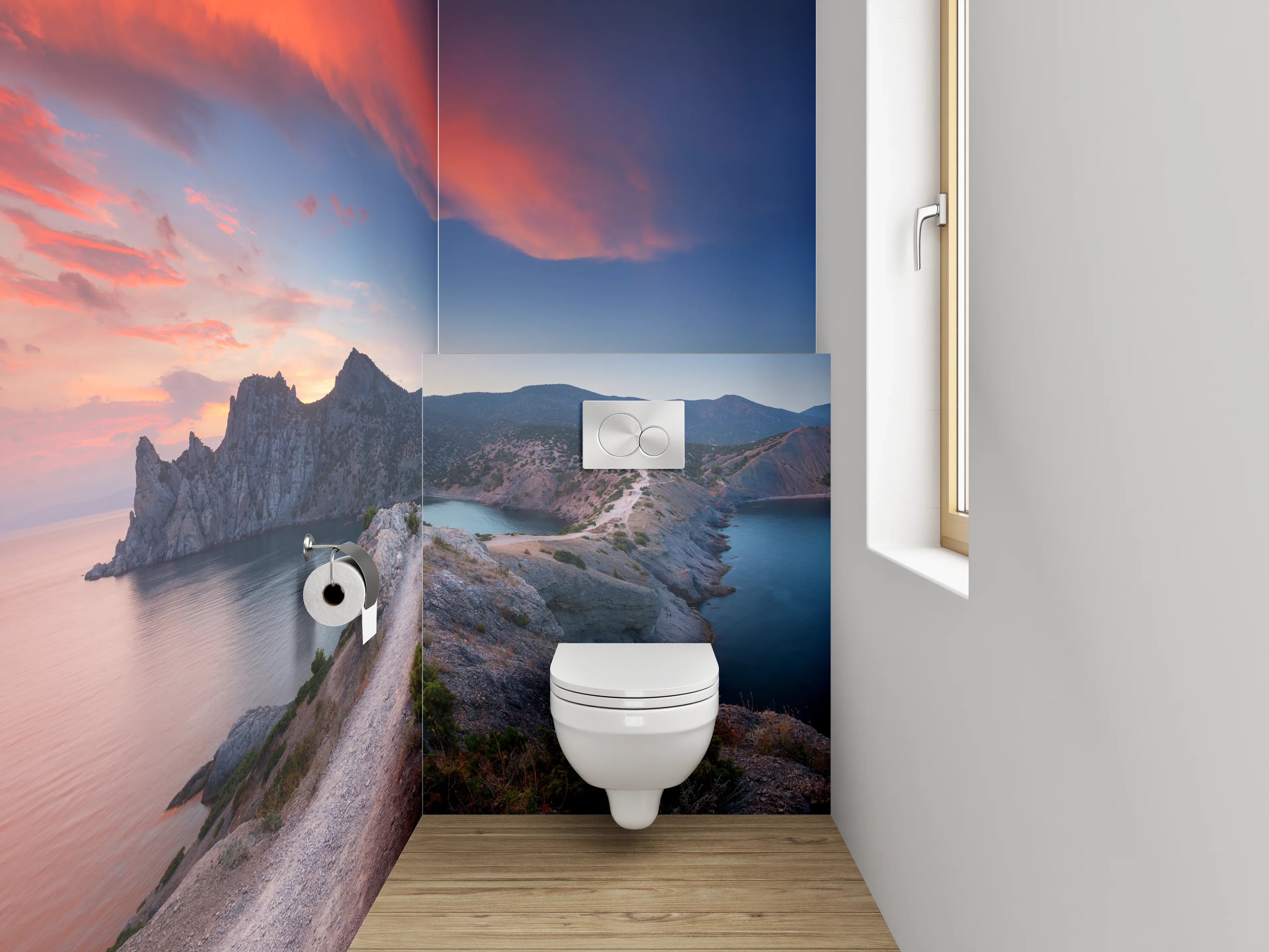 WC-Rückwand - Sonnenuntergang an der Küstenlandschaft