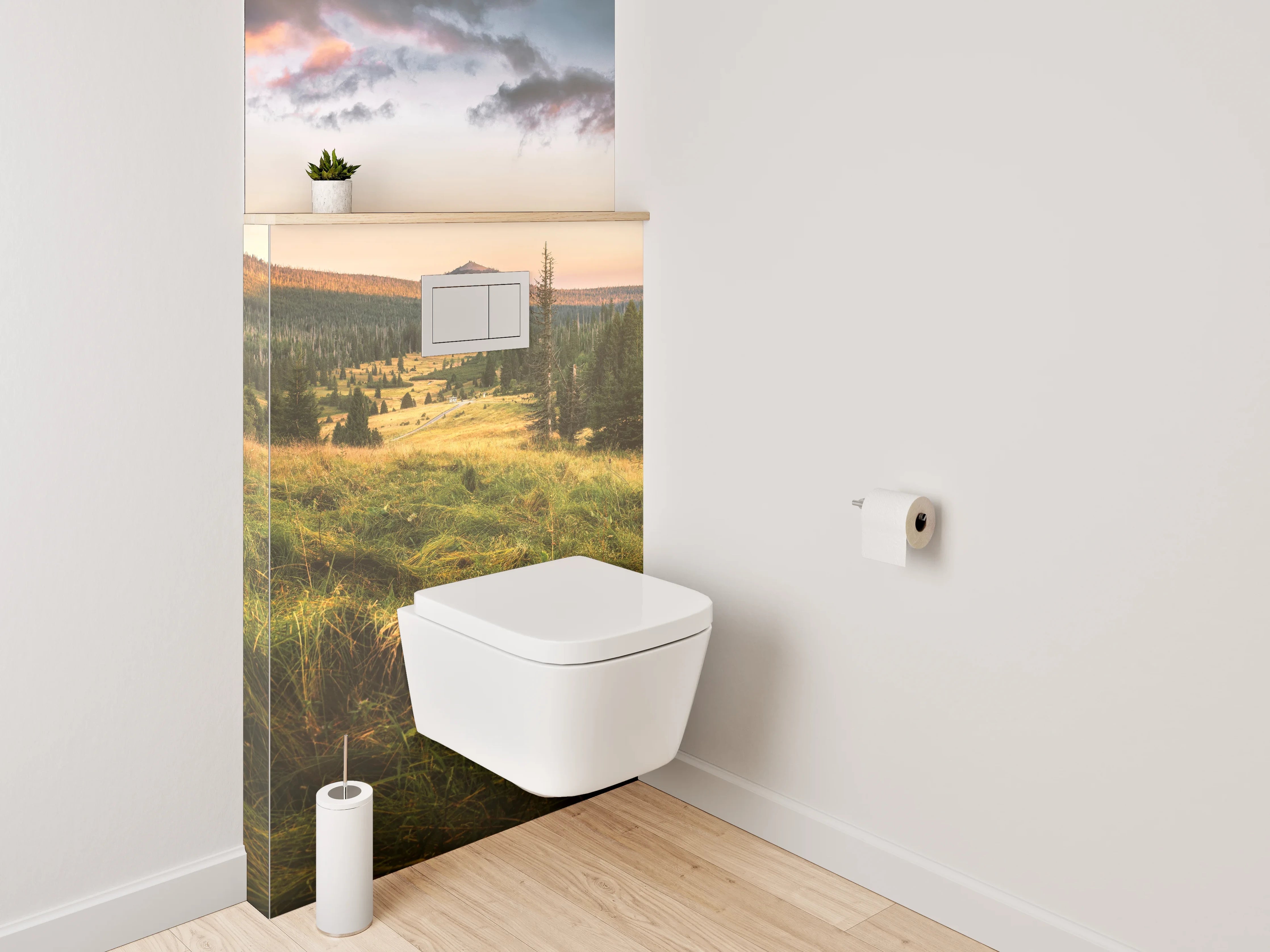 WC-Rückwand - Sonnenuntergang im grünen Tal