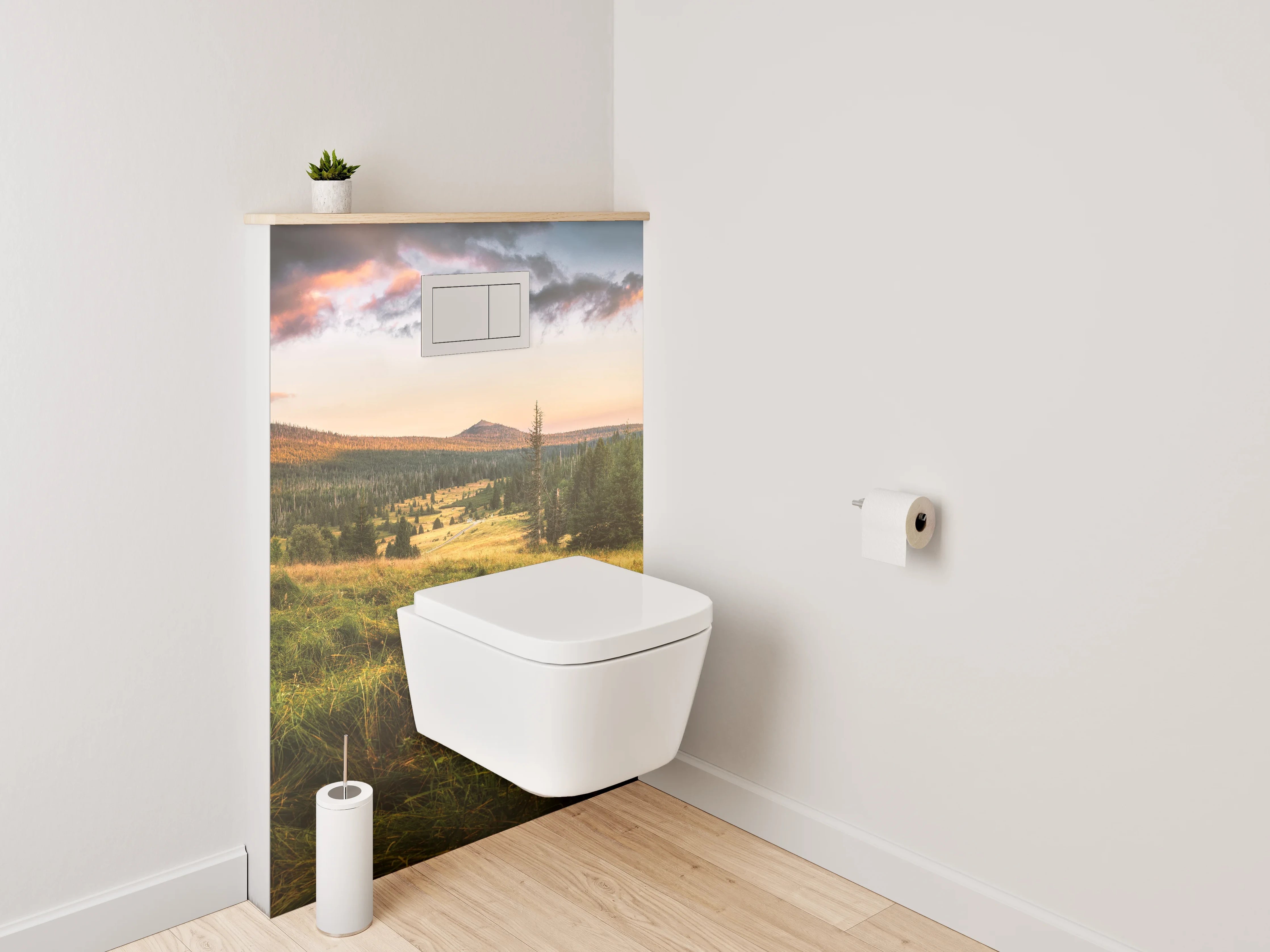 WC-Rückwand - Sonnenuntergang im grünen Tal