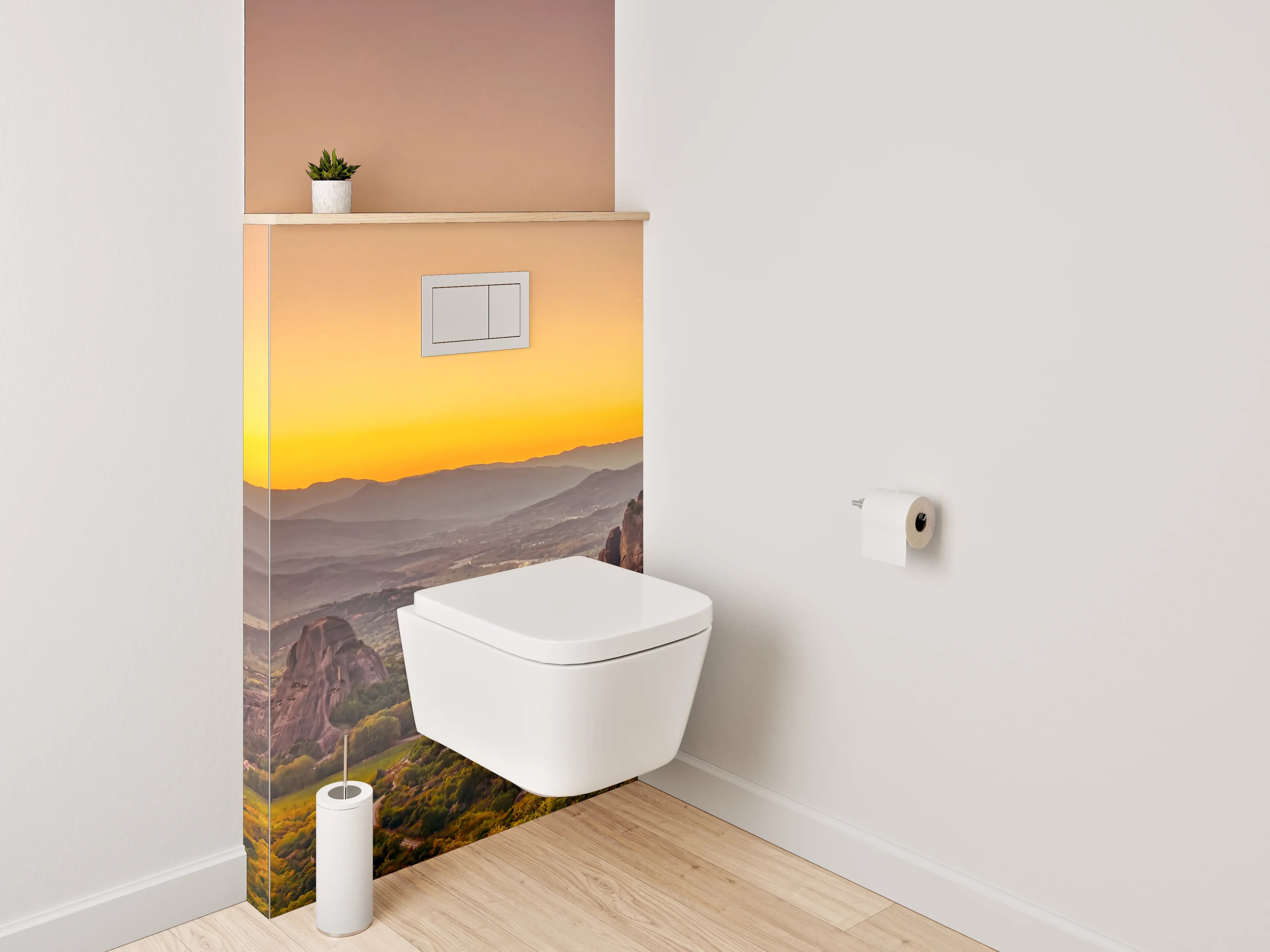 WC-Rückwand - Sonnenuntergang in Felslandschaft Panorama