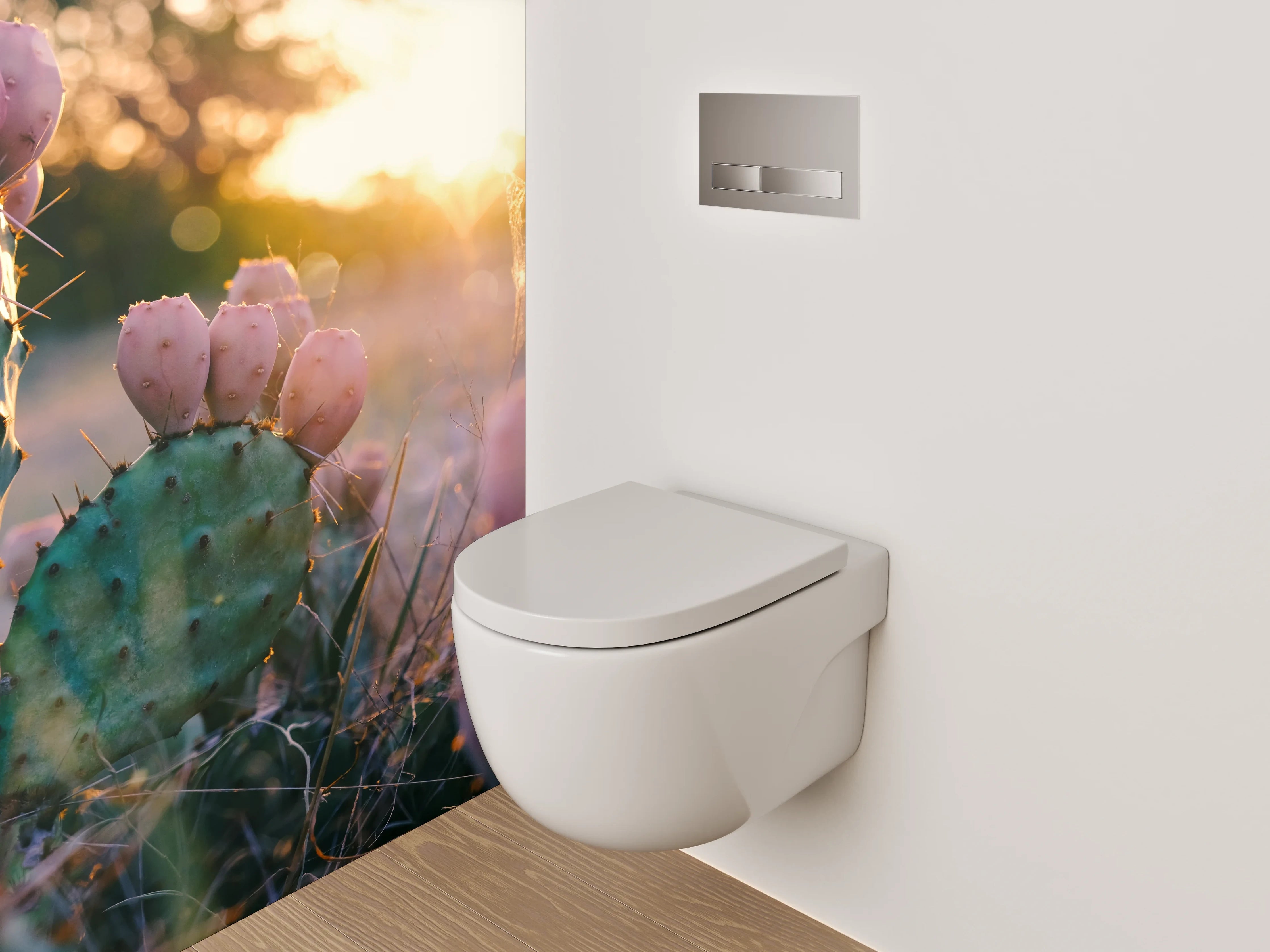WC-Rückwand - Sonnenuntergang mit Kaktusblüten