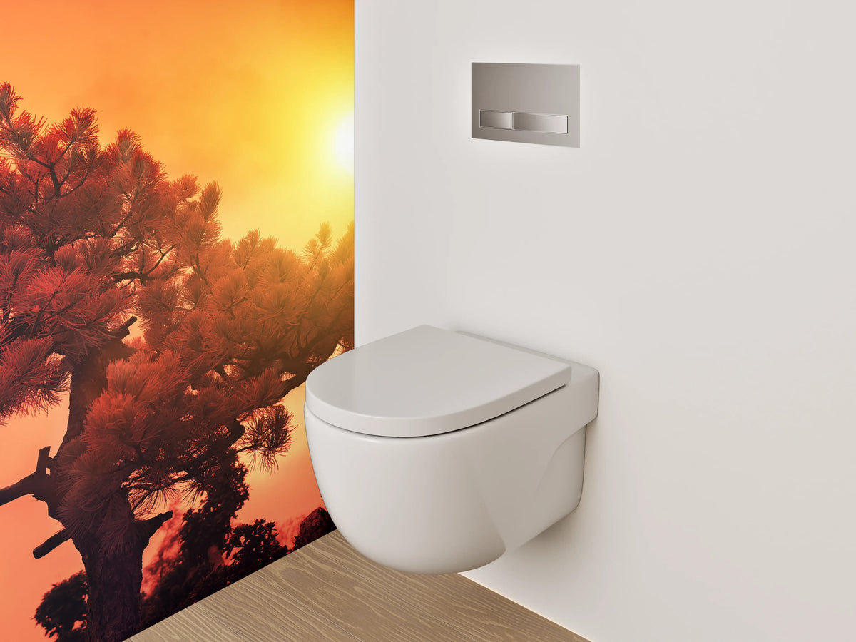 WC-Rückwand - Sonnenuntergang über Kiefernbaum Fotokunst