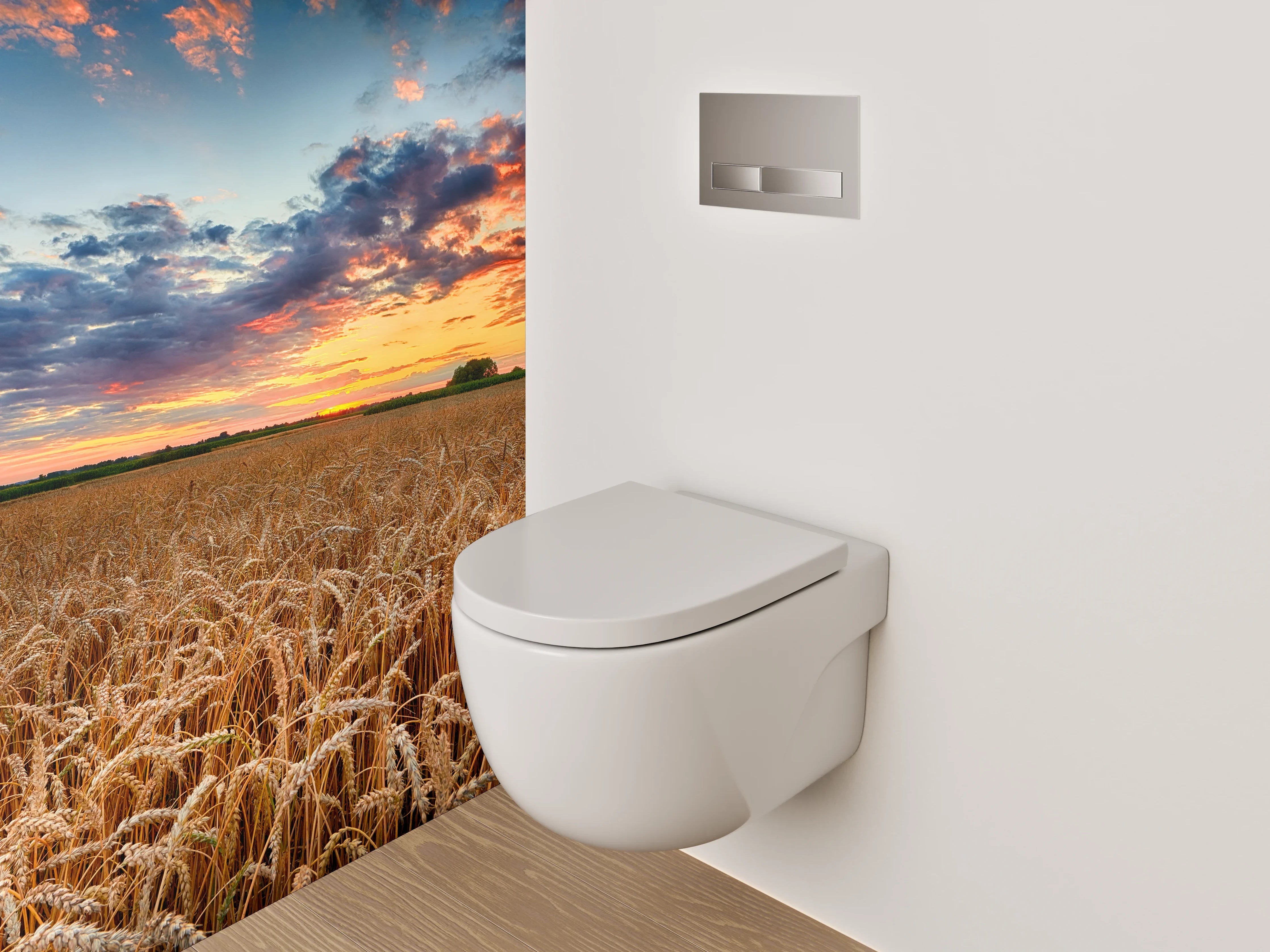 WC-Rückwand - Sonnenuntergang über goldenem Weizenfeld
