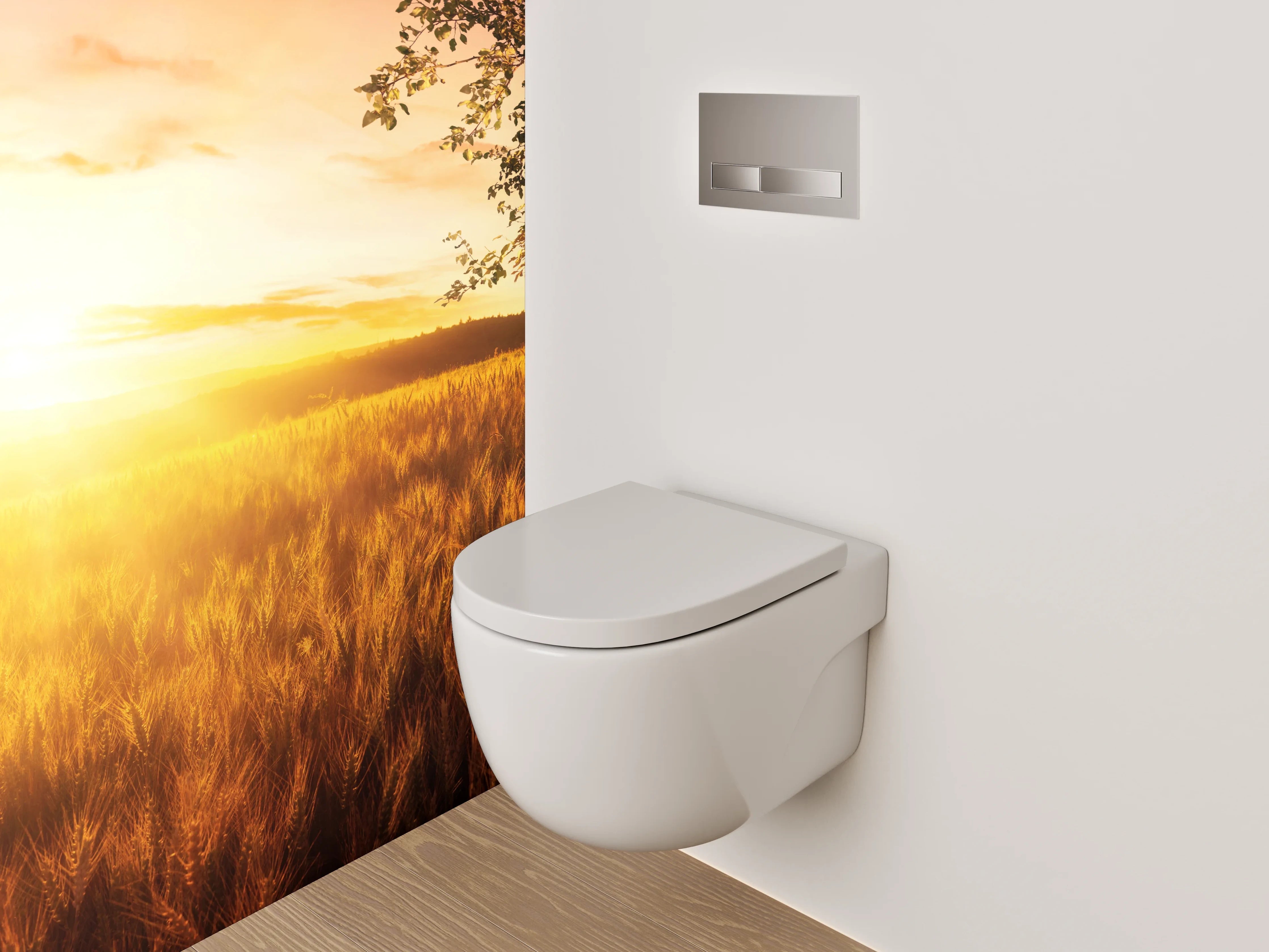 WC-Rückwand - Sonnenuntergang über goldenen Feldern
