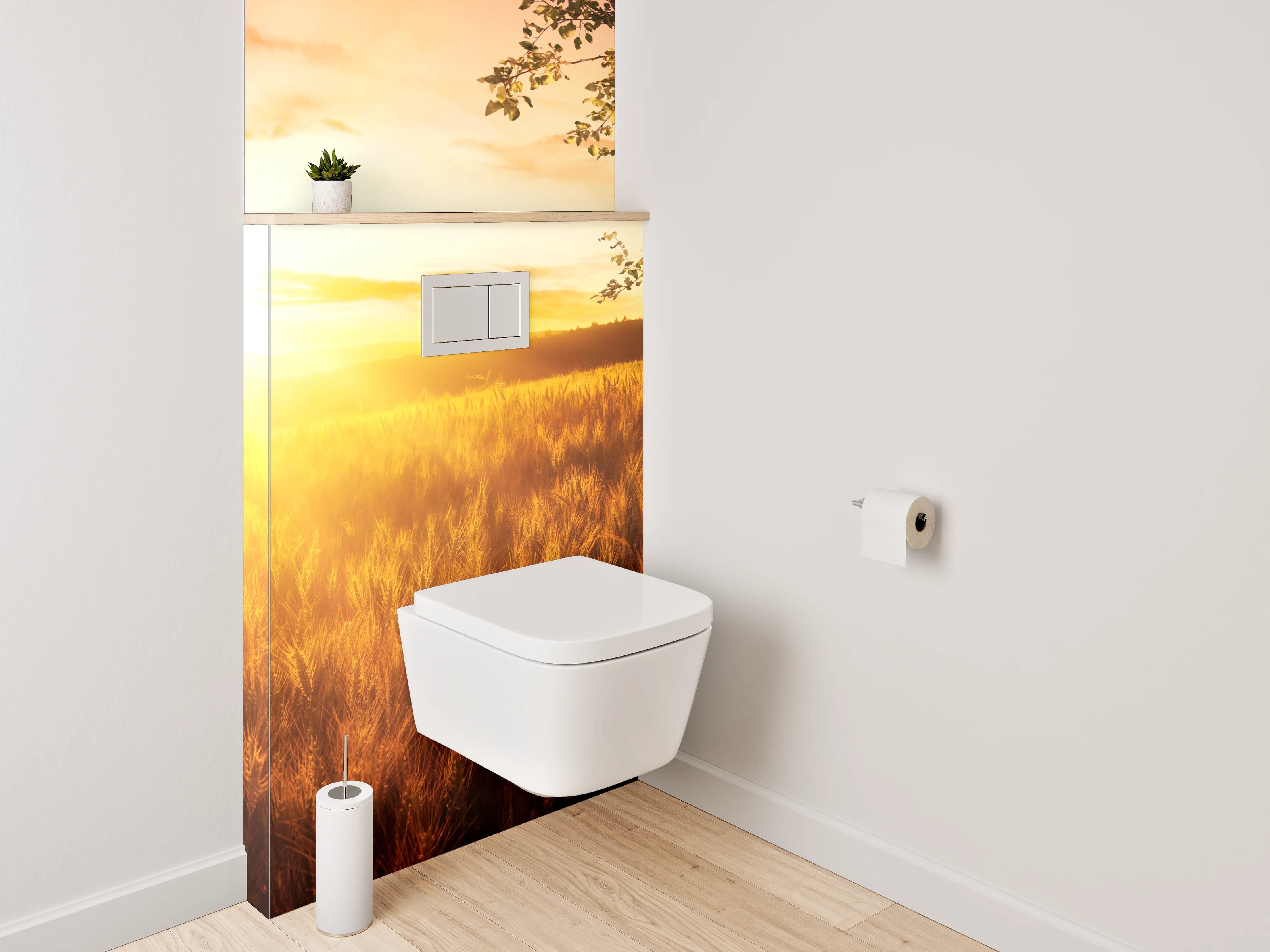 WC-Rückwand - Sonnenuntergang über goldenen Feldern