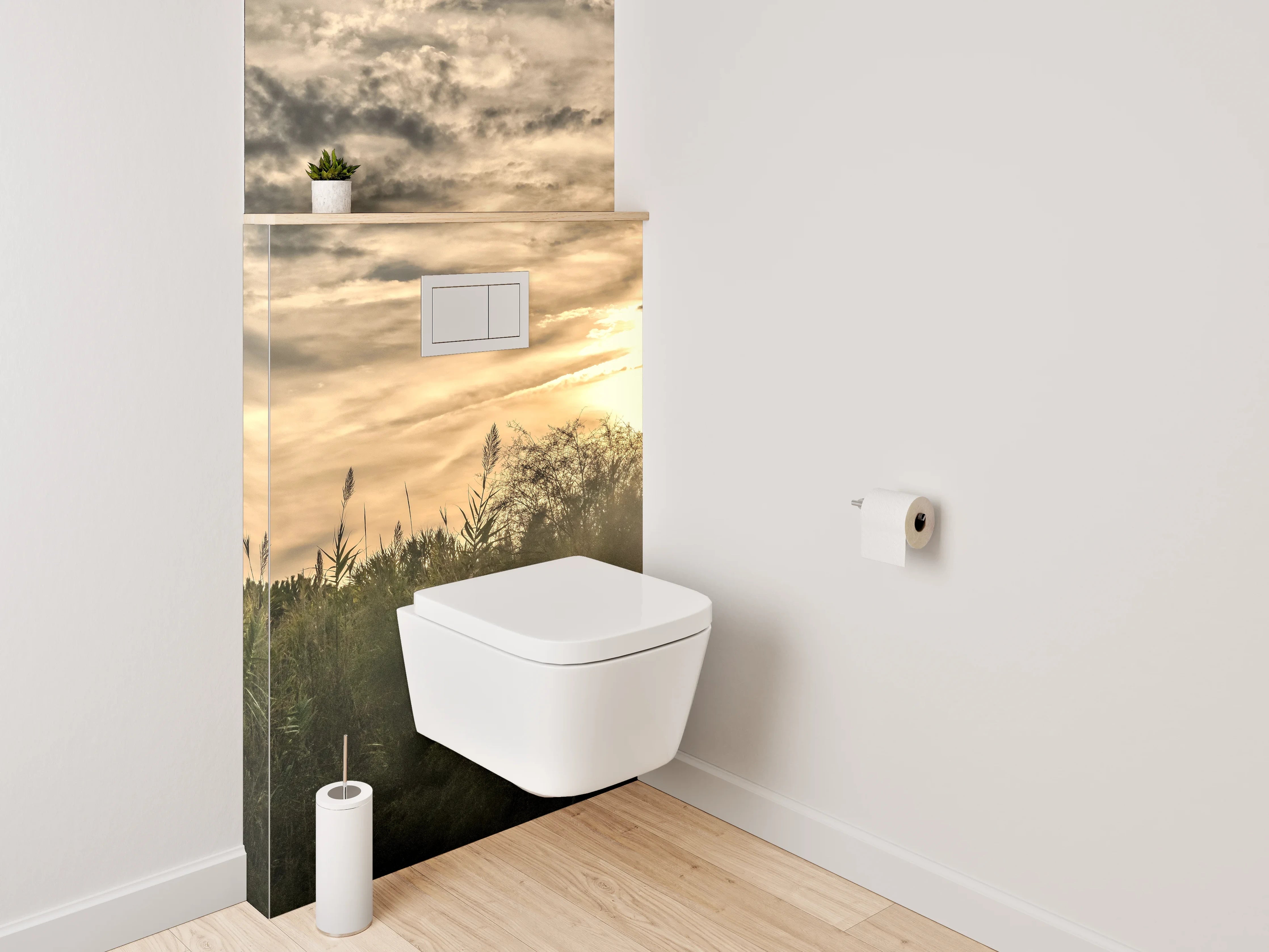 WC-Rückwand - Sonnenuntergang über wilder Landschaft