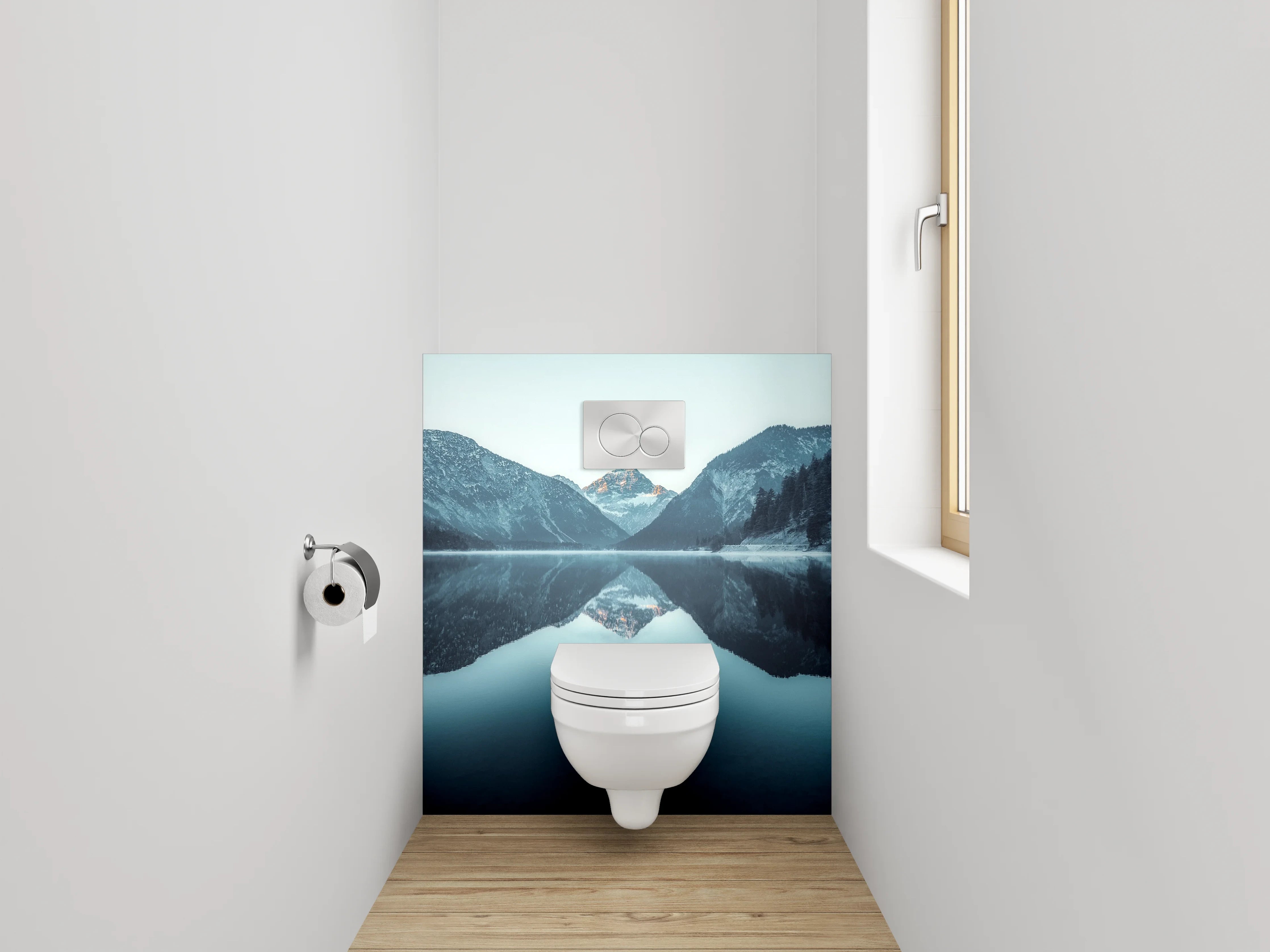 WC-Rückwand - Spiegelnder Bergsee Panorama