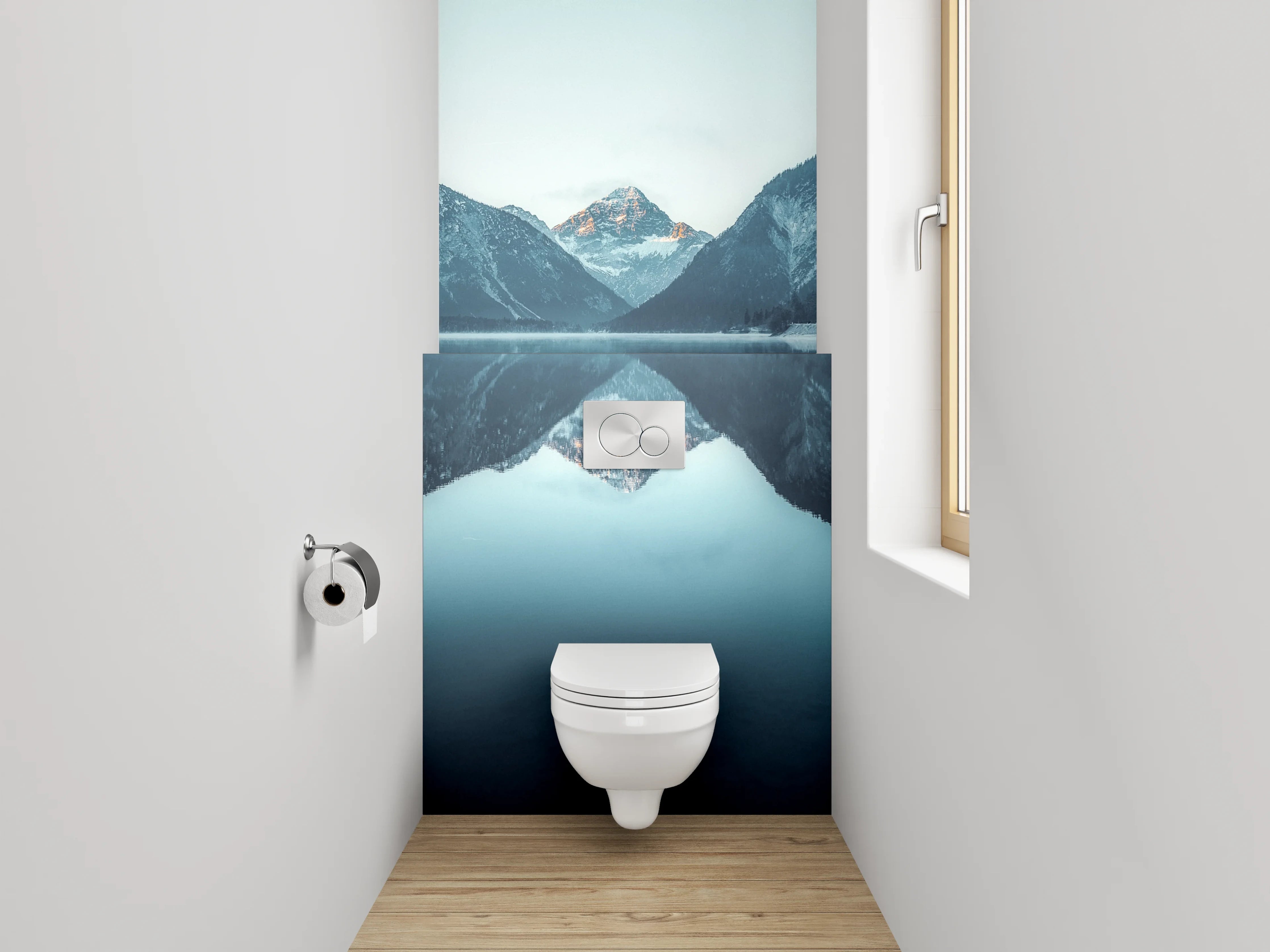 WC-Rückwand - Spiegelnder Bergsee Panorama