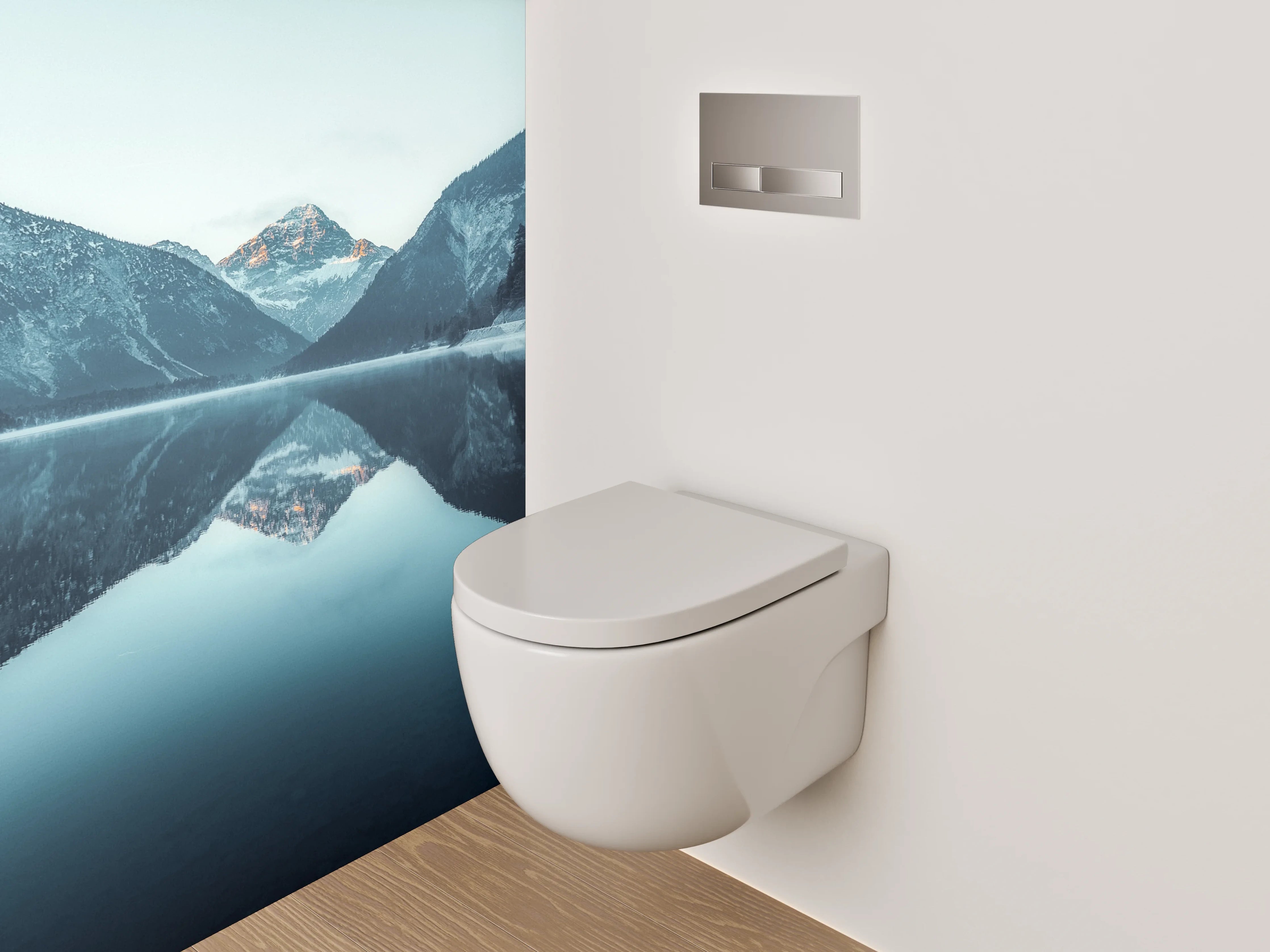 WC-Rückwand - Spiegelnder Bergsee Panorama